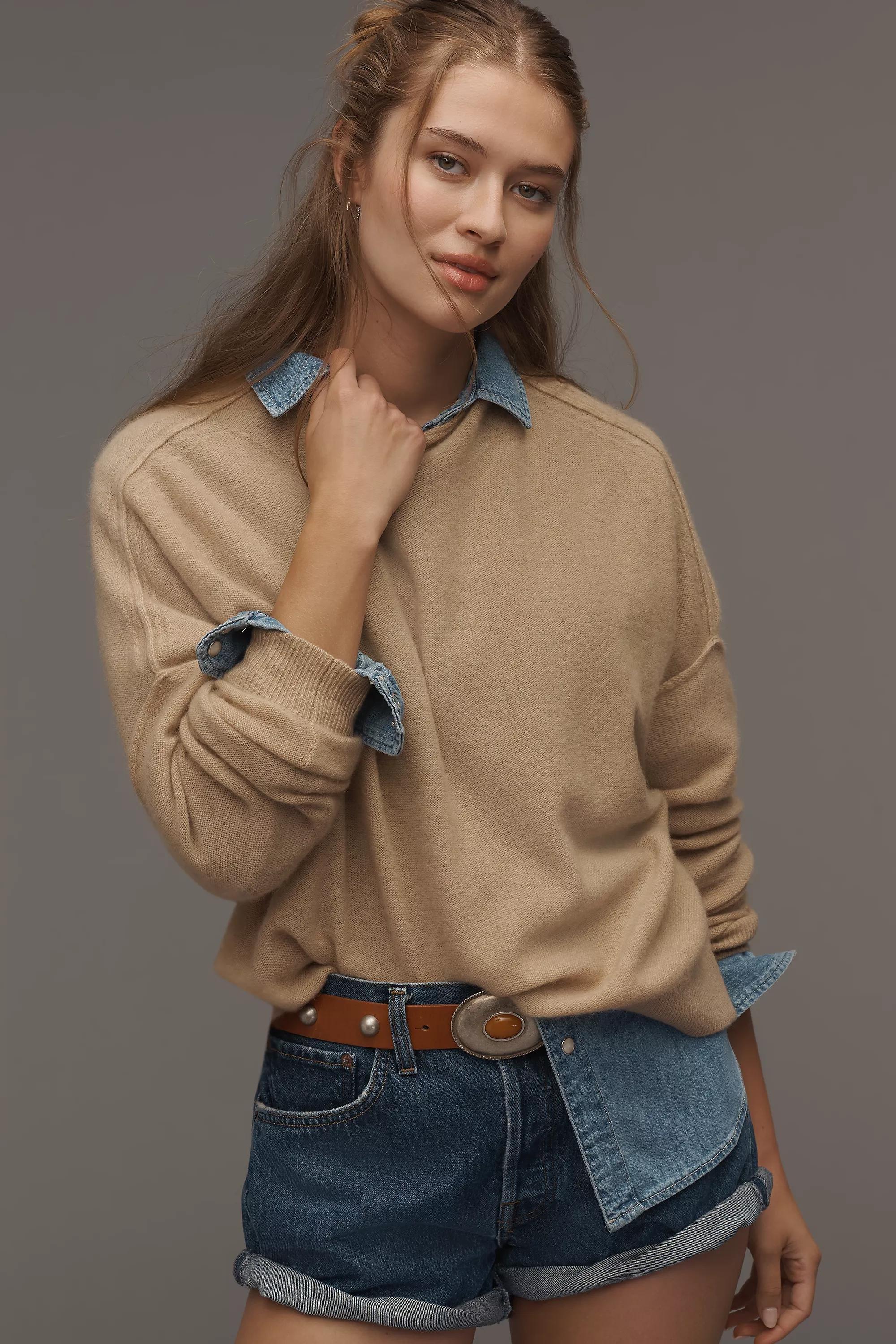 Pilcro Alani Mock-Neck Sweater, Brown, Brown, medium