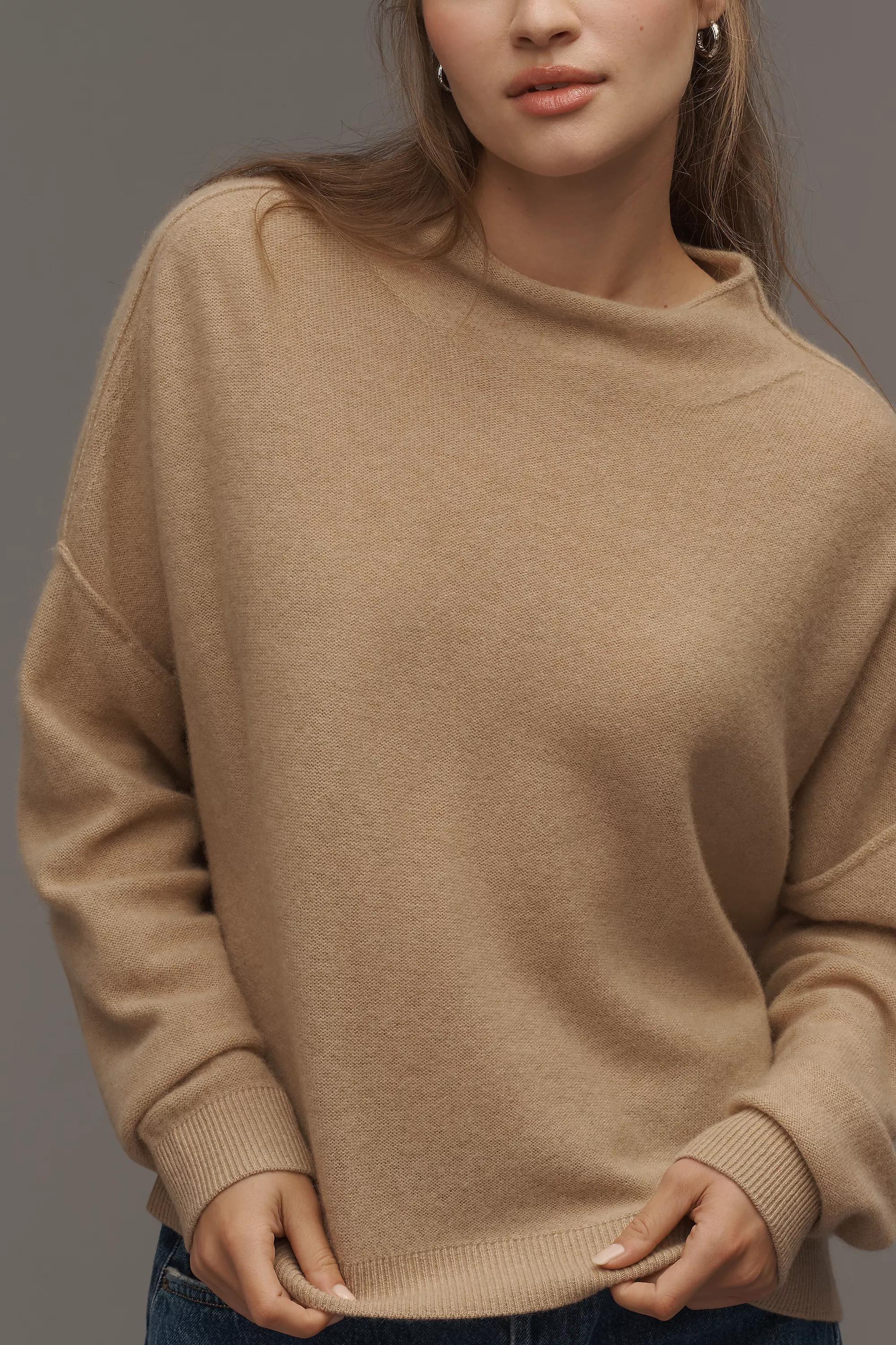 Pilcro Alani Mock-Neck Sweater, Brown, Brown, large image number 3