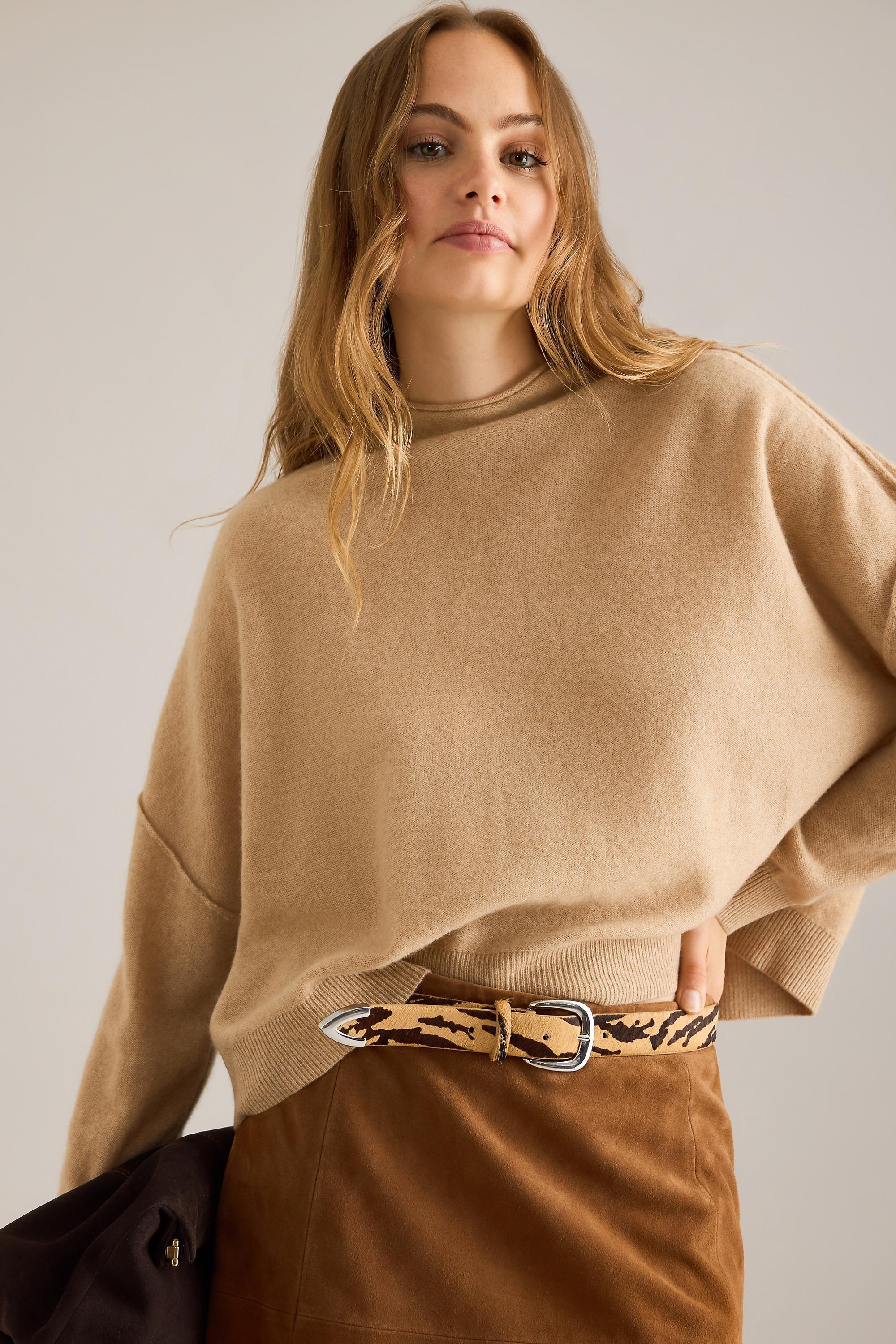 Pilcro Alani Mock-Neck Sweater, Brown, Brown, large image number 4