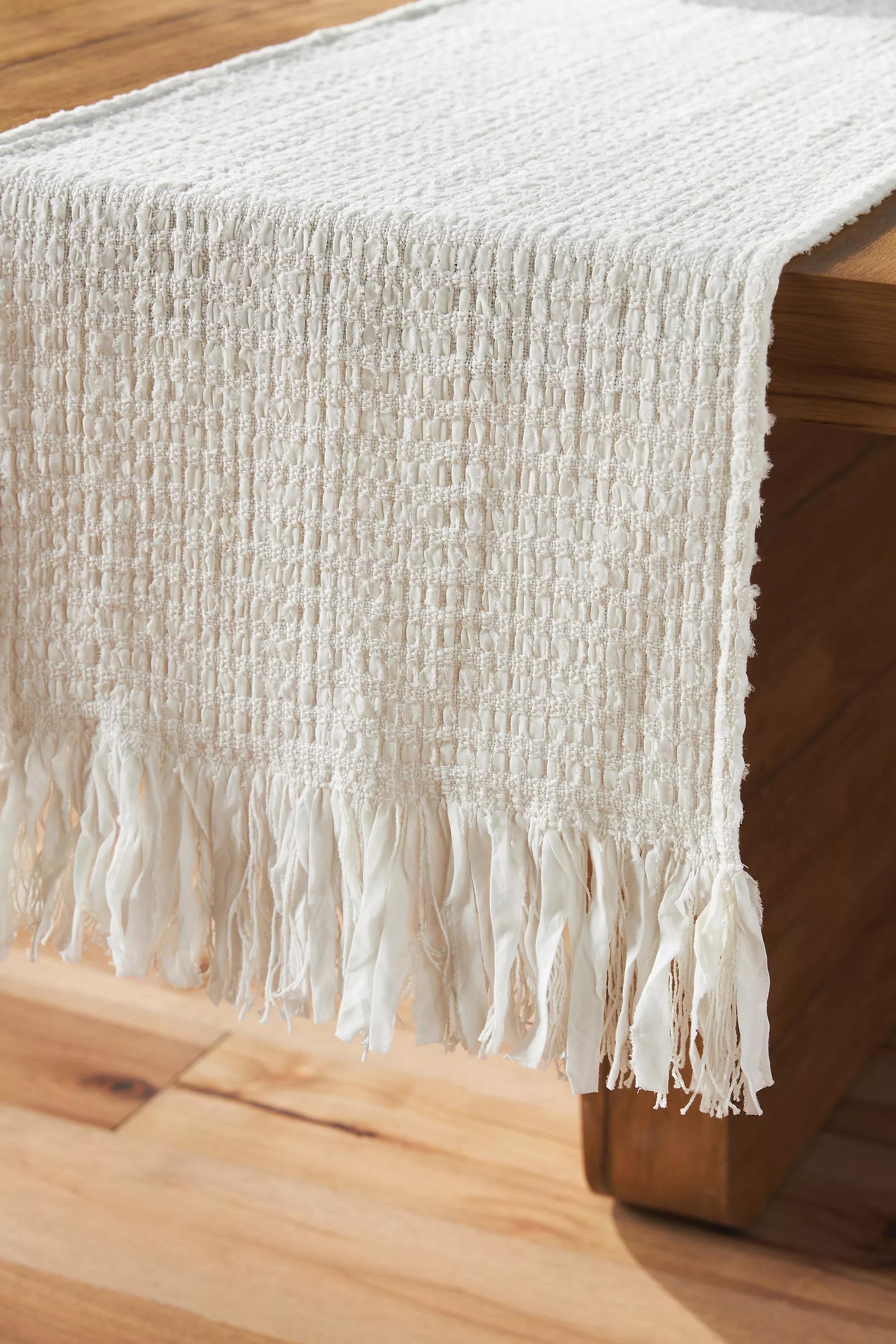 Upcycled Sari Table Runner, White, A501_0014, large image number 4