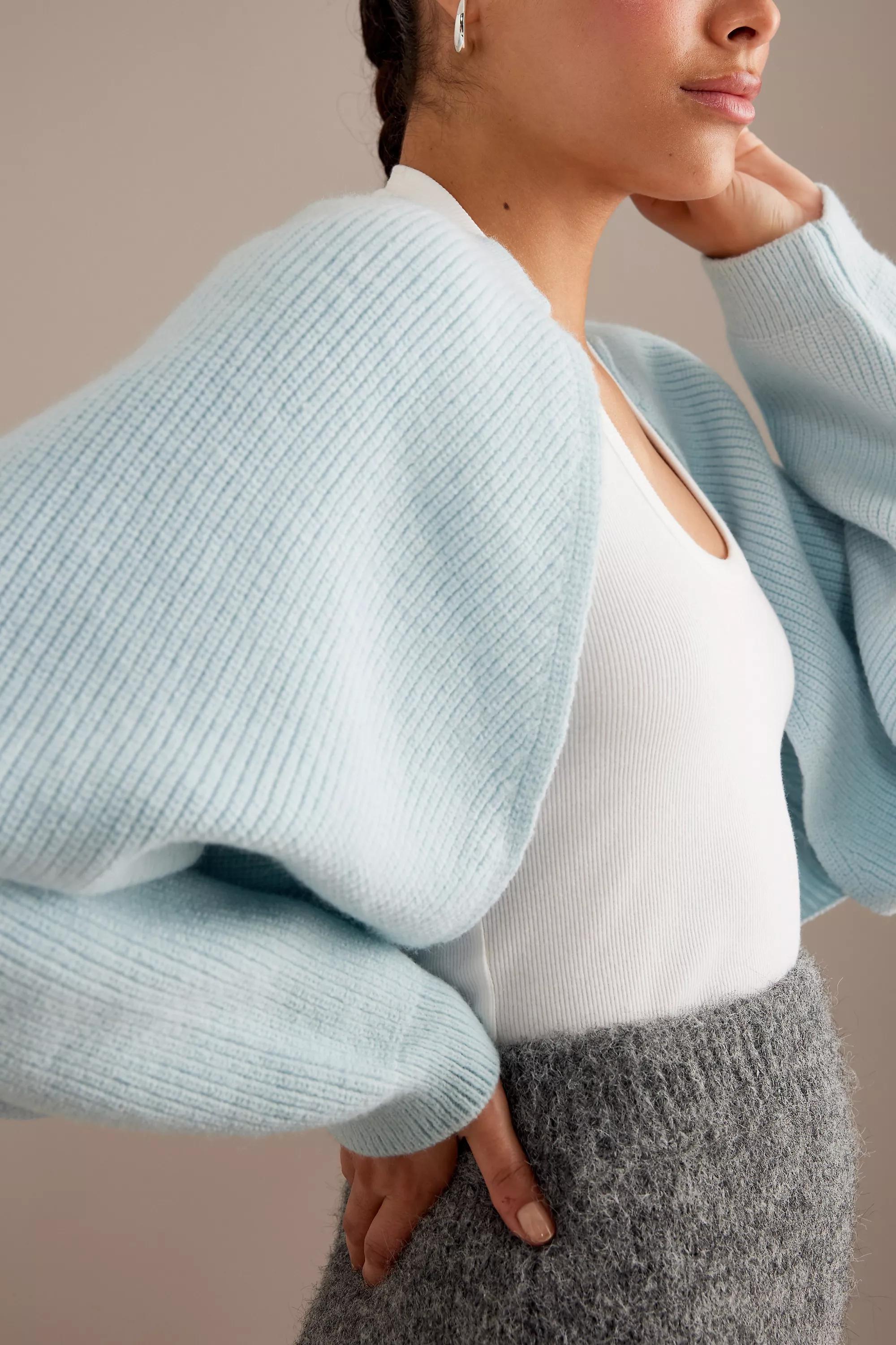 By Anthropologie Drape-Sleeve Shrug, Blue, A501_0040, large image number 2