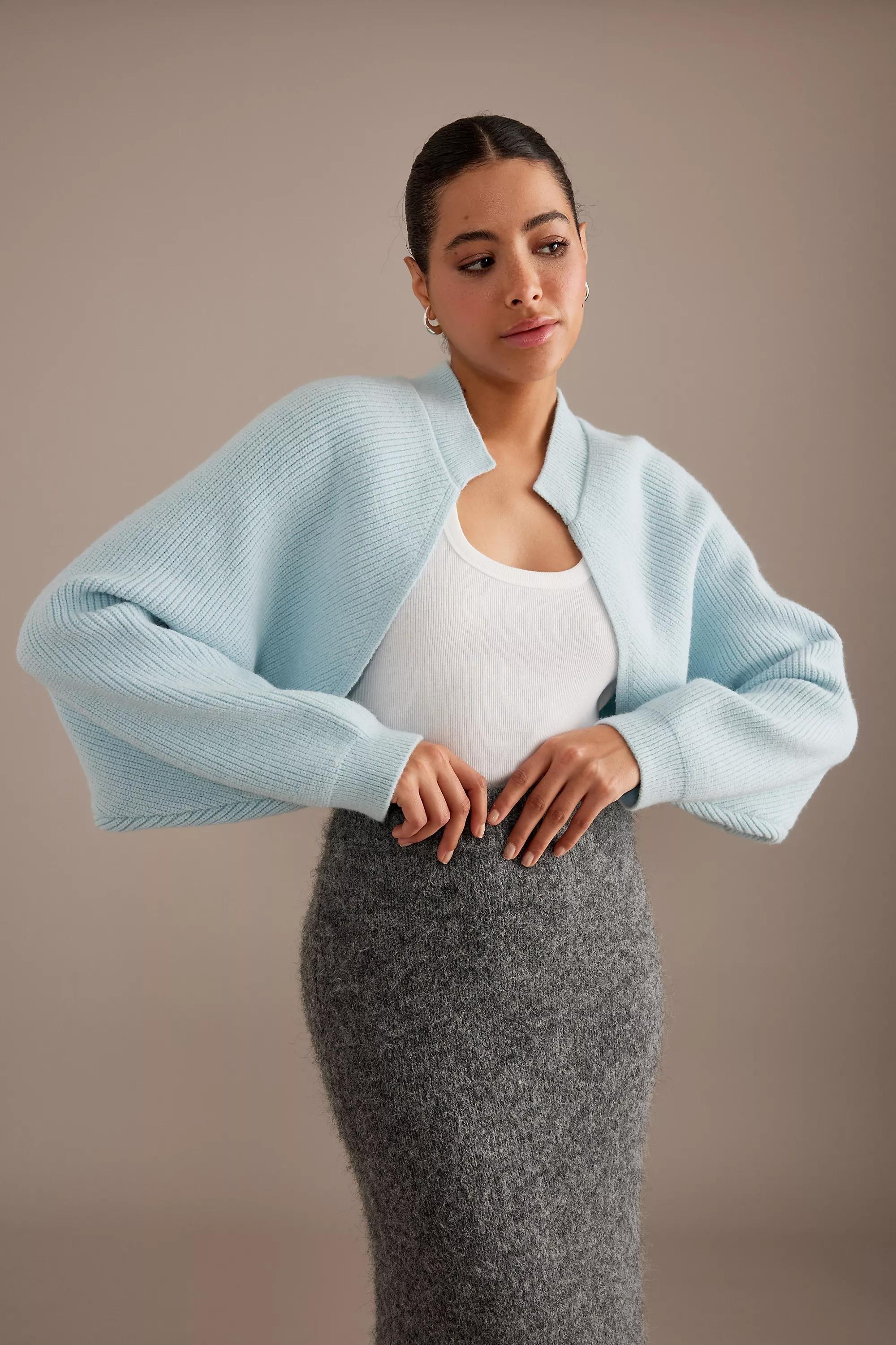 By Anthropologie Drape-Sleeve Shrug, Blue, A501_0040, large image number 3