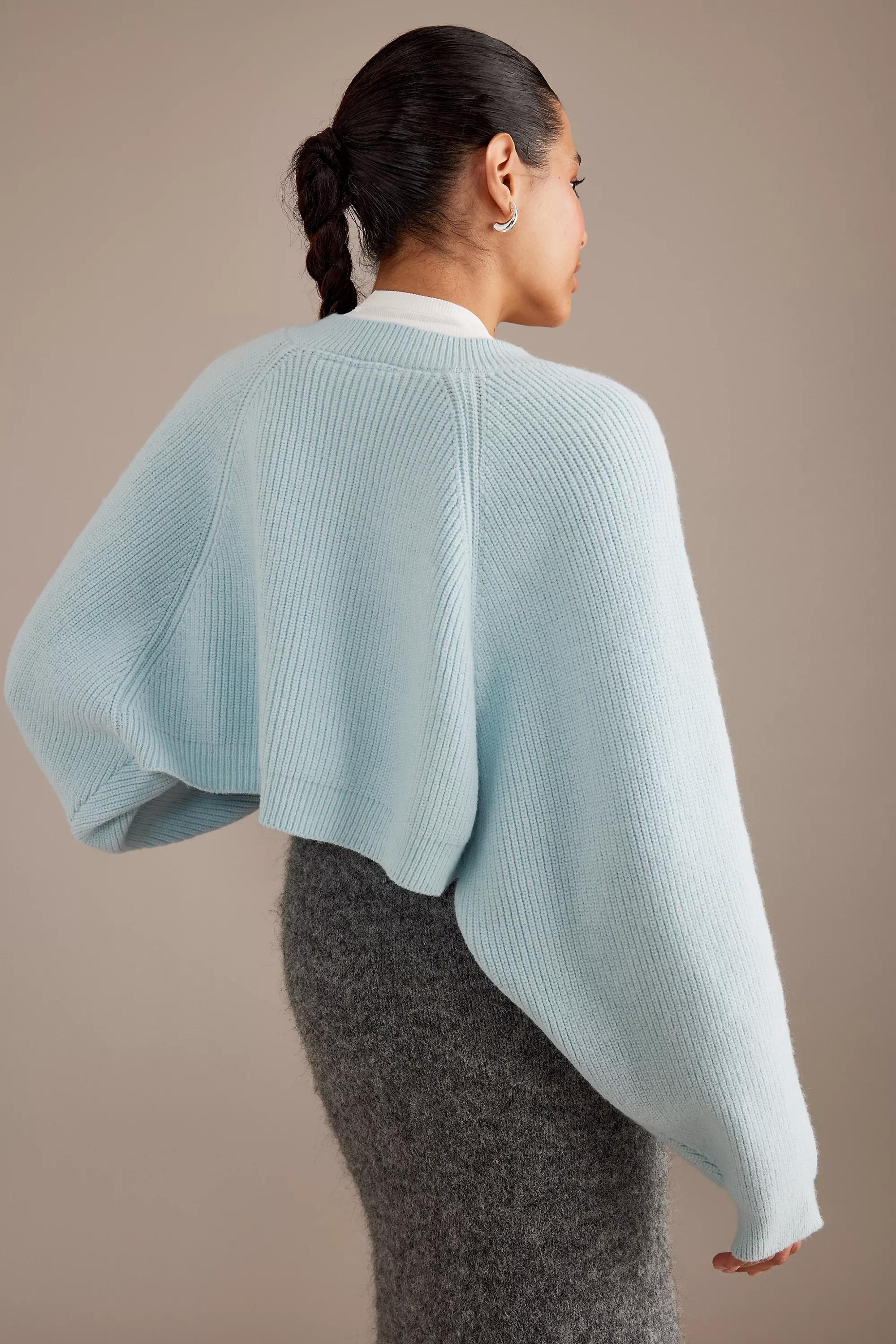 By Anthropologie Drape-Sleeve Shrug, Blue, A501_0040, large image number 5