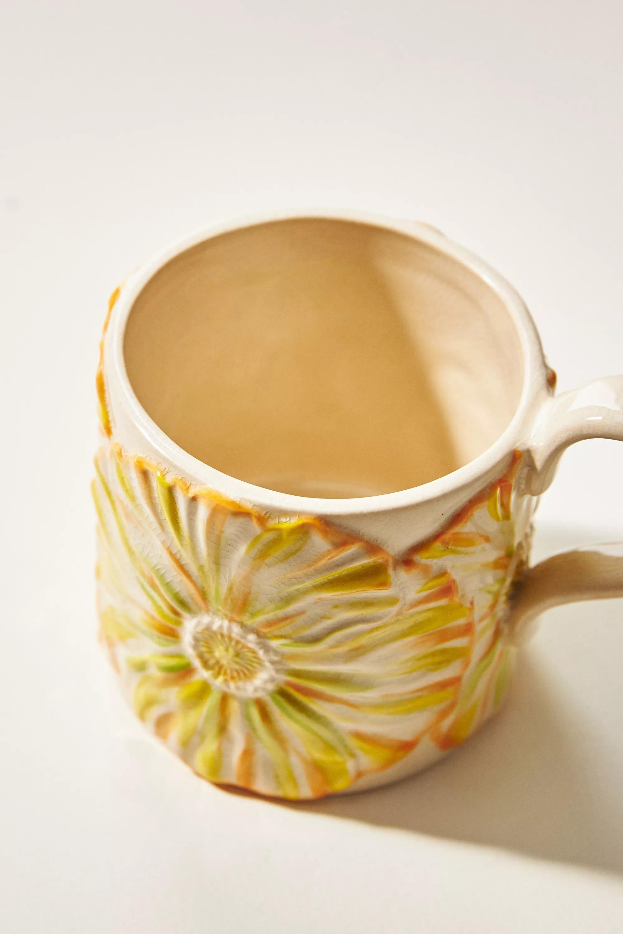 Lilypad Floral Mug, Yellow, A501_0079, large image number 2