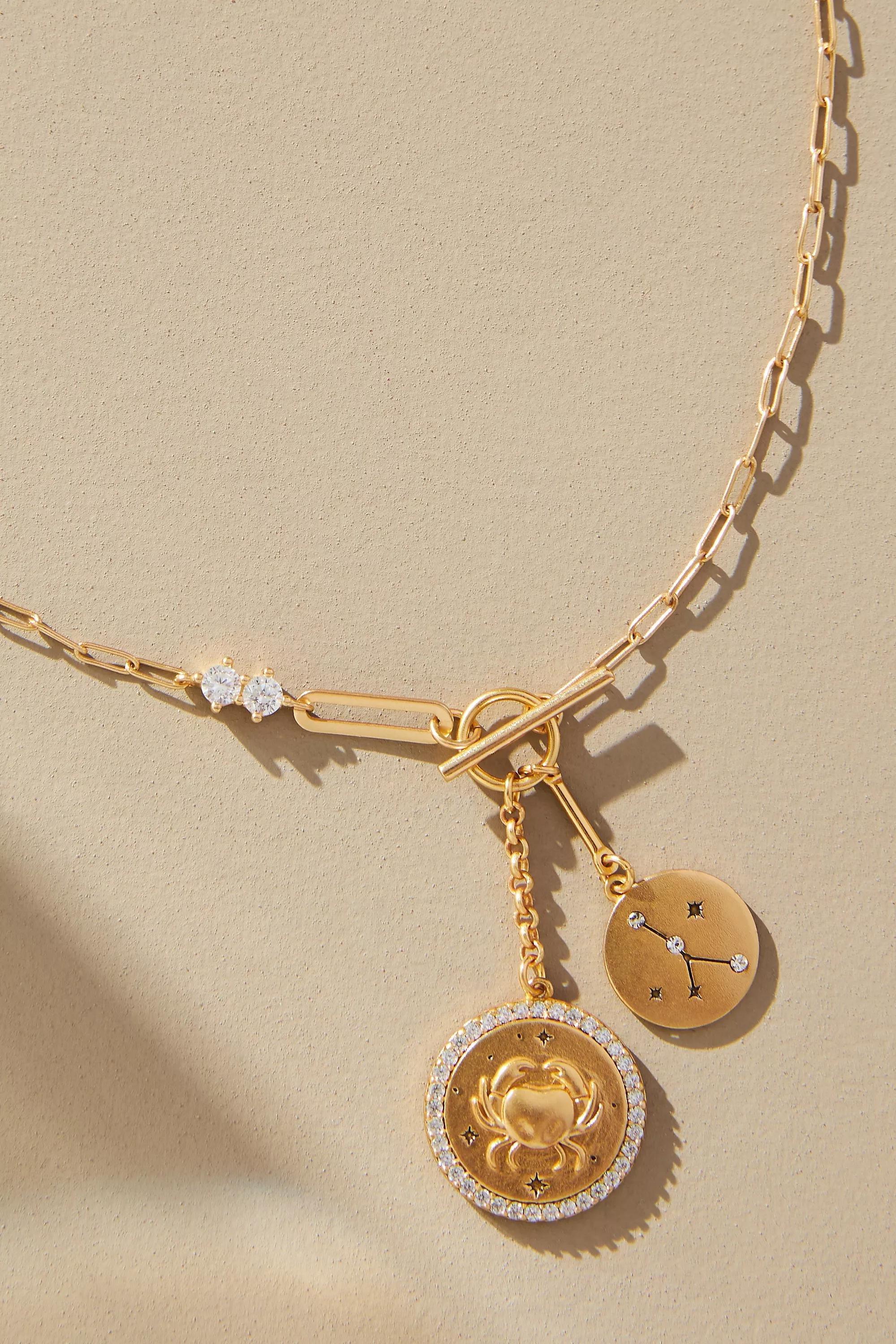 Cancer Zodiac Pendant Necklace, Gold, A501_0804, large image number 1