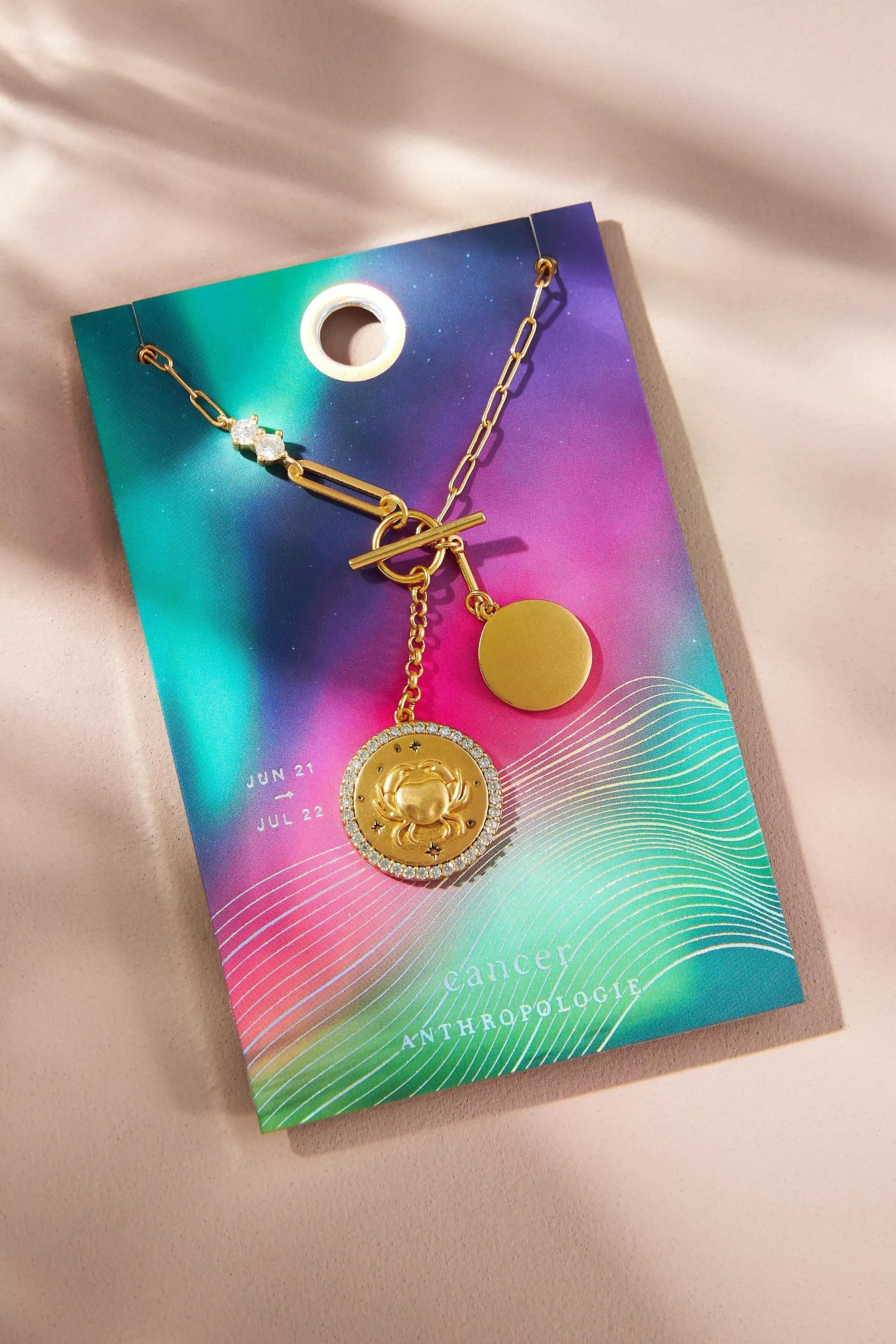 Cancer Zodiac Pendant Necklace, Gold, A501_0804, large image number 2