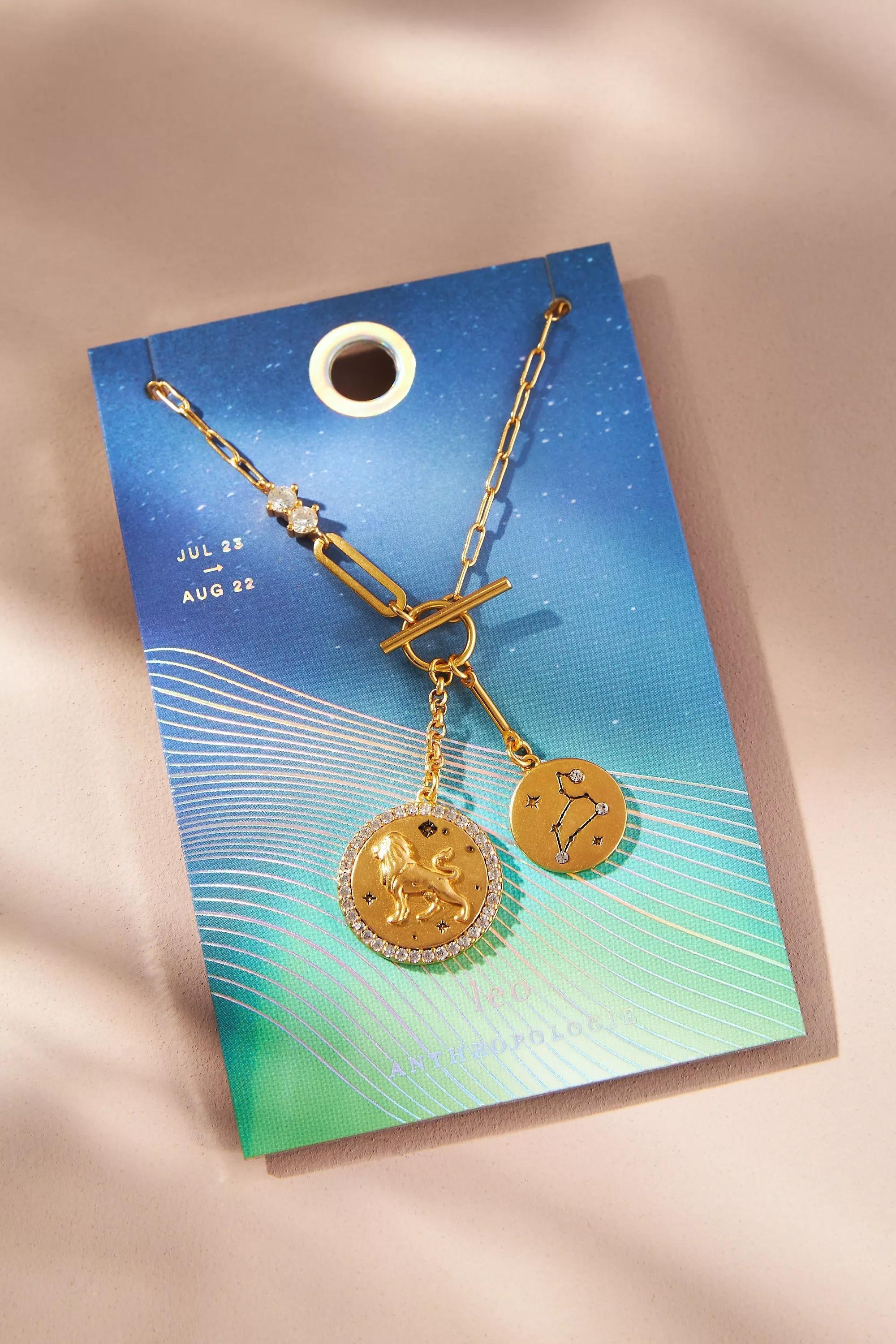 Leo Zodiac Pendant Necklace, Gold, A501_0805, large image number 4