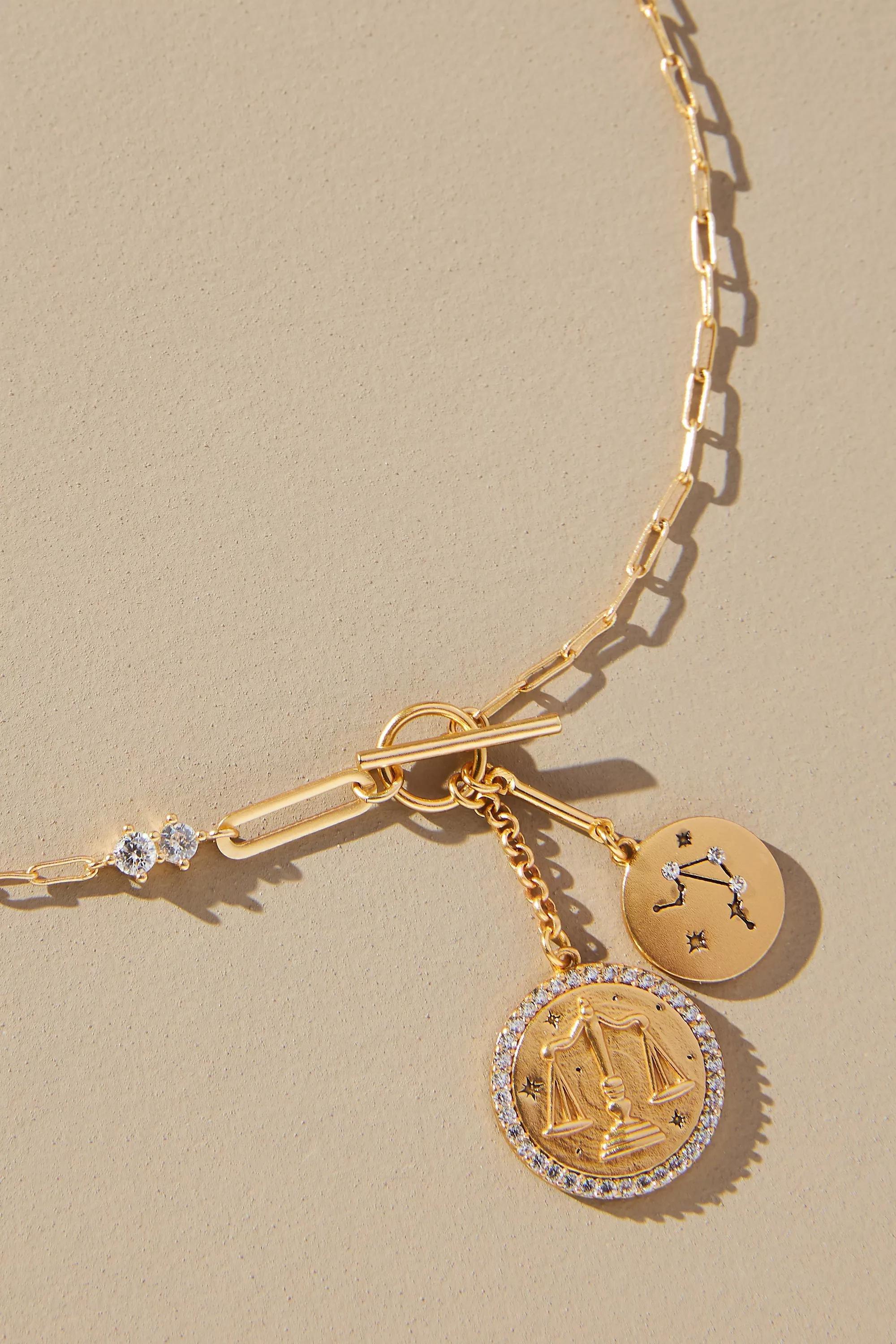 Libra Zodiac Pendant Necklace, Gold, Multicolour, large image number 3
