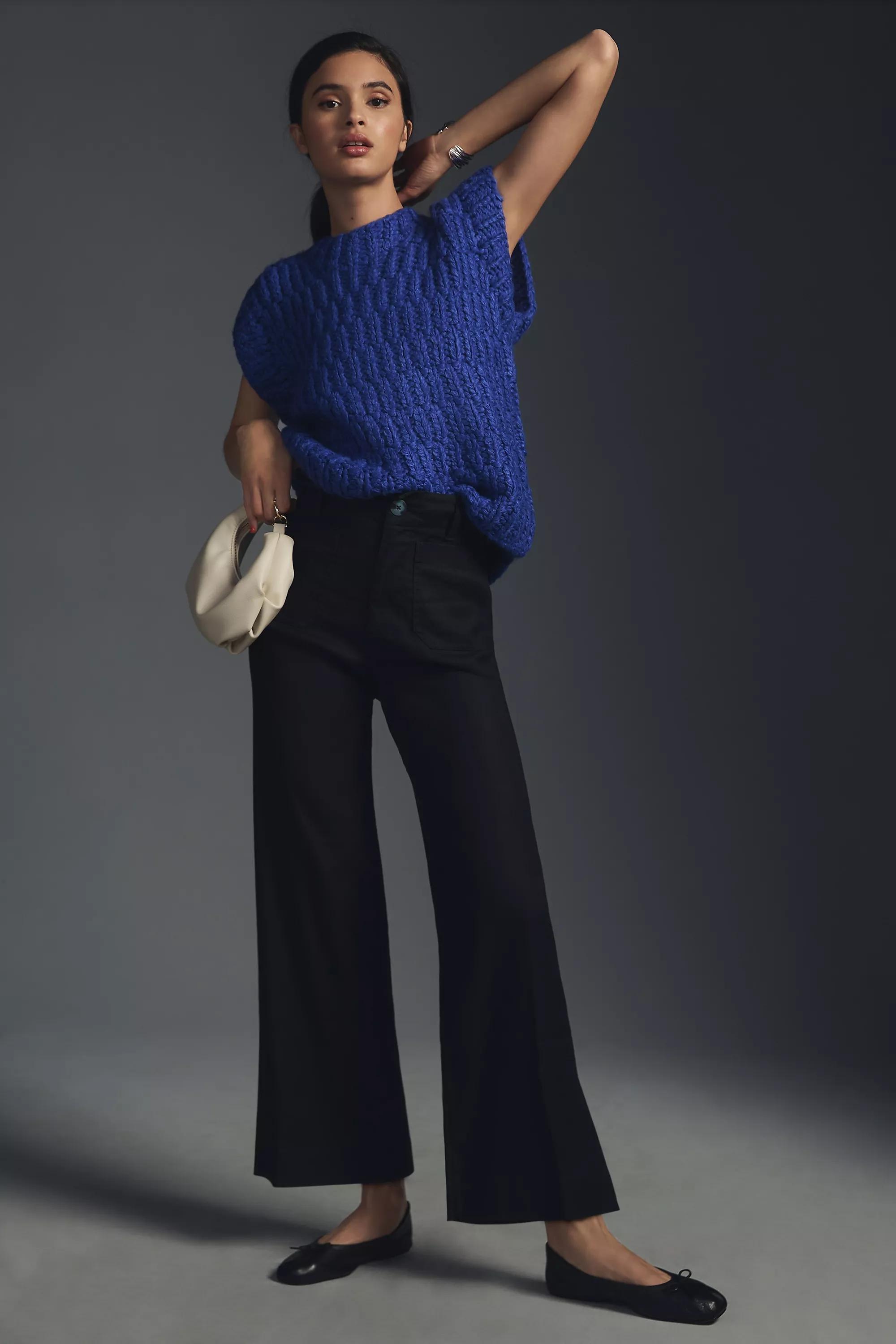 Maeve The Colette Cropped Wide-Leg Linen Trousers, Black, , large image number 0