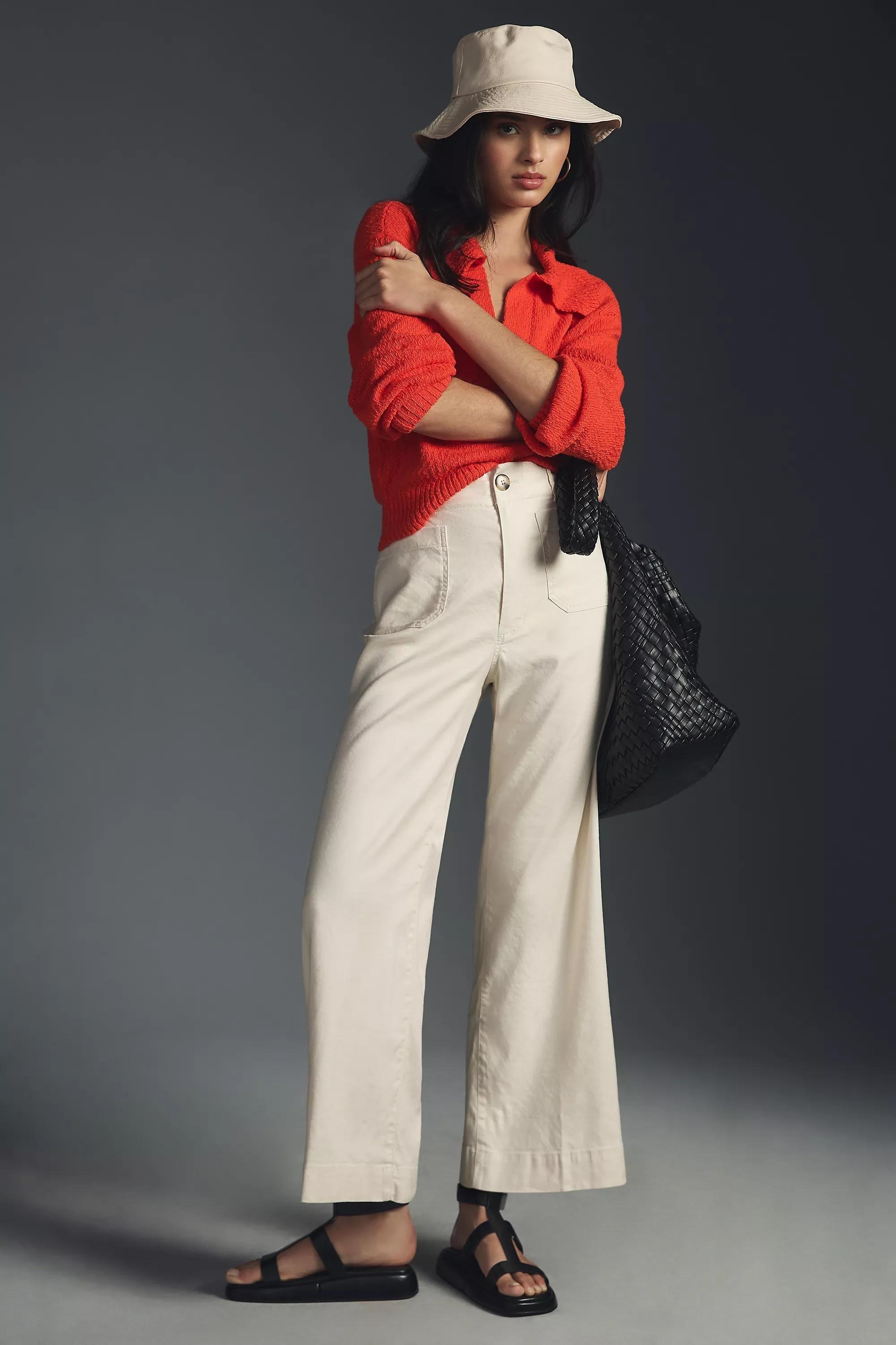 Maeve The Colette Cropped Wide-Leg Linen Trousers, White, , large image number 0
