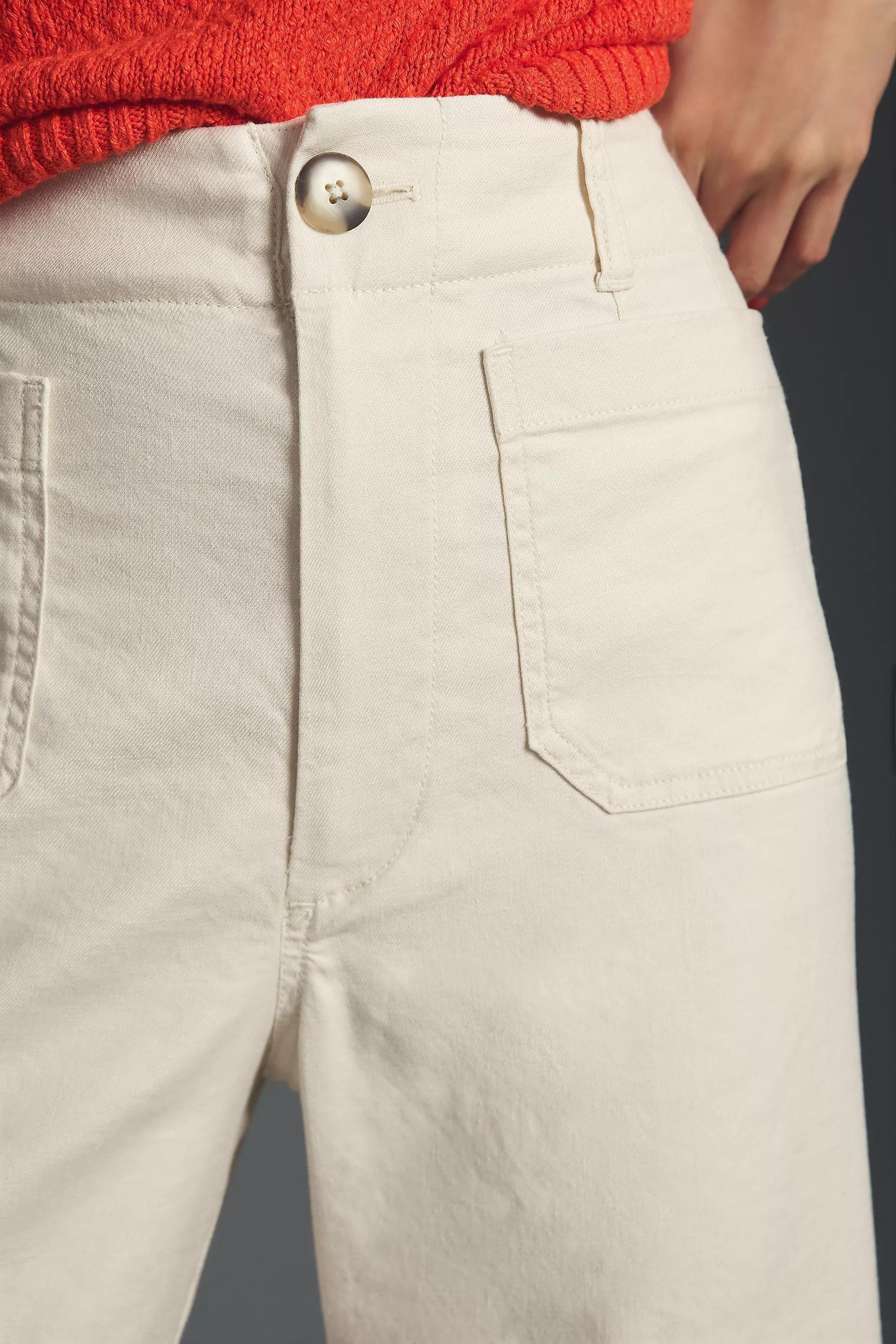 Maeve The Colette Cropped Wide-Leg Linen Trousers, White, , large image number 3