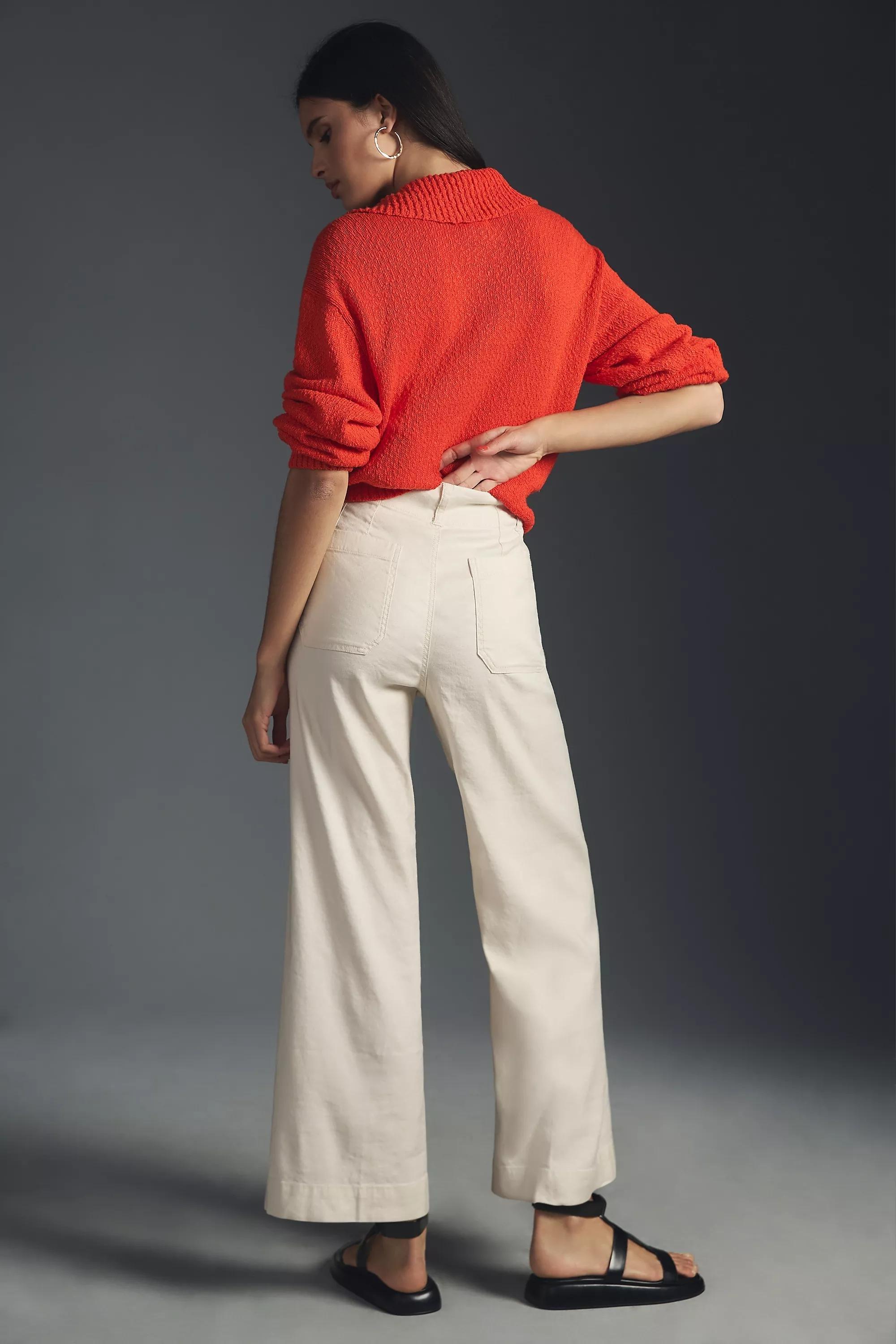 Maeve The Colette Cropped Wide-Leg Linen Trousers, White, , large image number 7