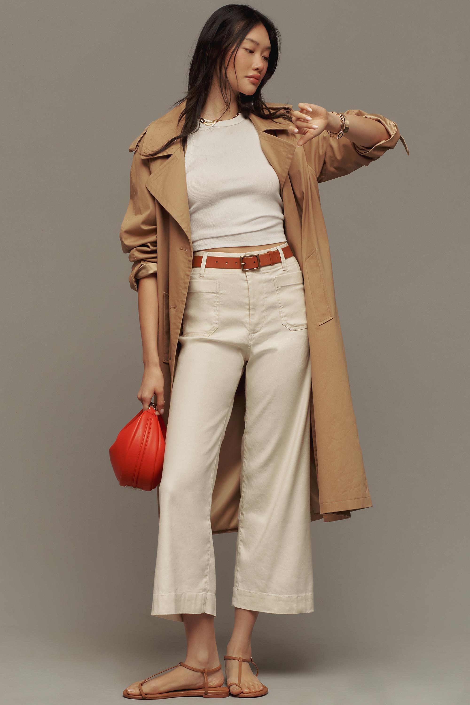 Maeve The Colette Cropped Wide-Leg Linen Trousers, White, , large image number 10