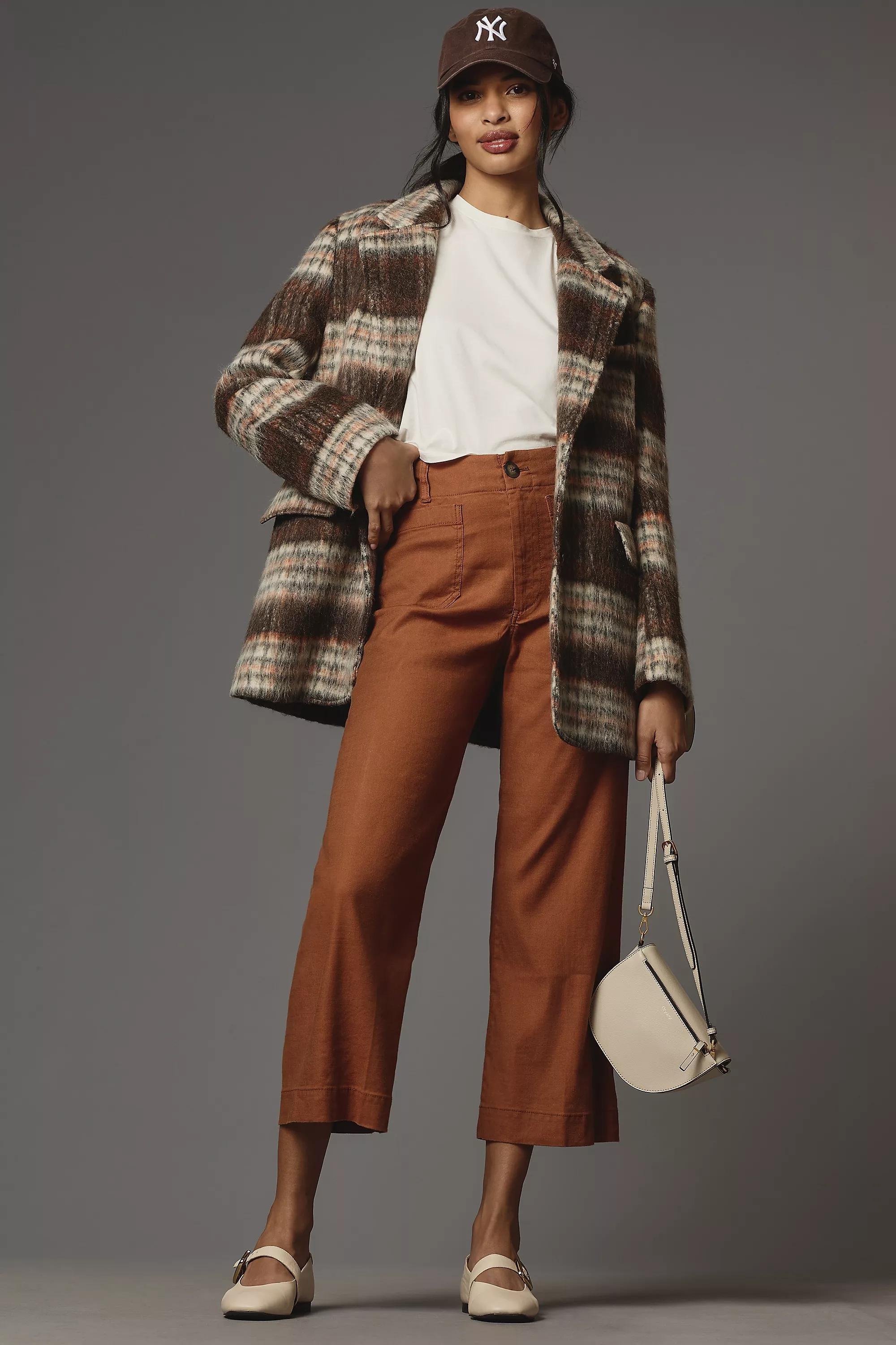 Anthropologie - Maeve The Colette Cropped Wide-Leg Linen Trousers, Brown