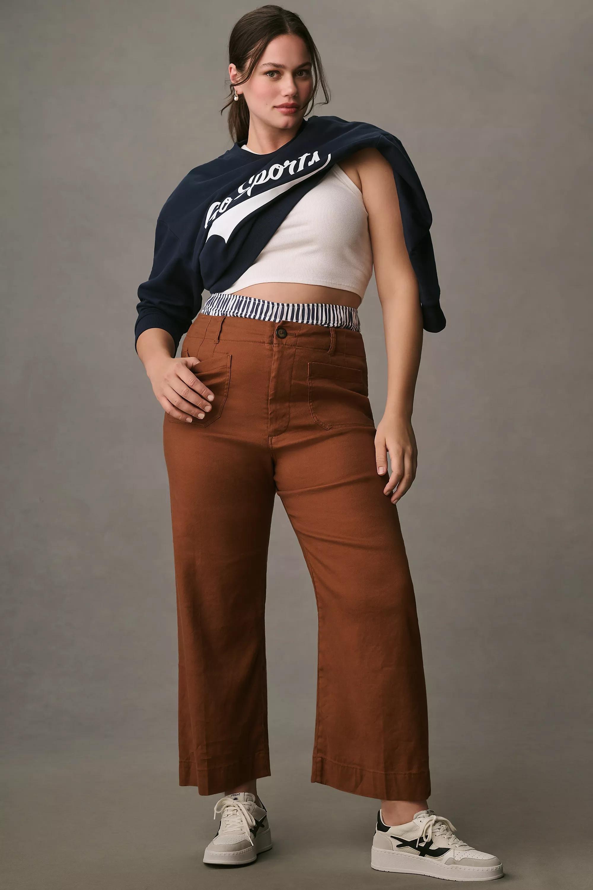 Maeve The Colette Cropped Wide-Leg Linen Trousers, Brown, , large image number 4