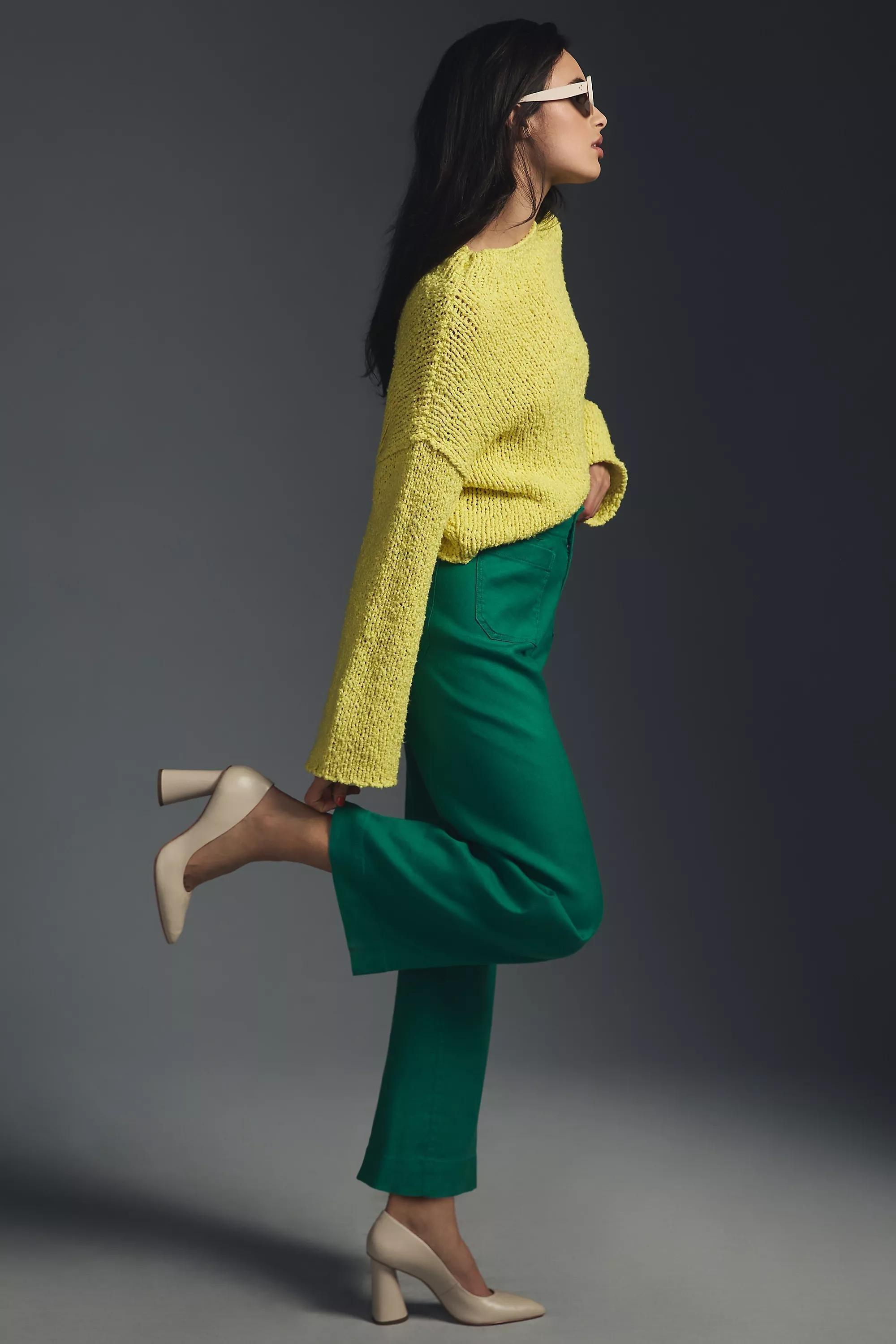 By Maeve The Colette Cropped Wide-Leg Linen Trousers, Green, A501_0033, medium