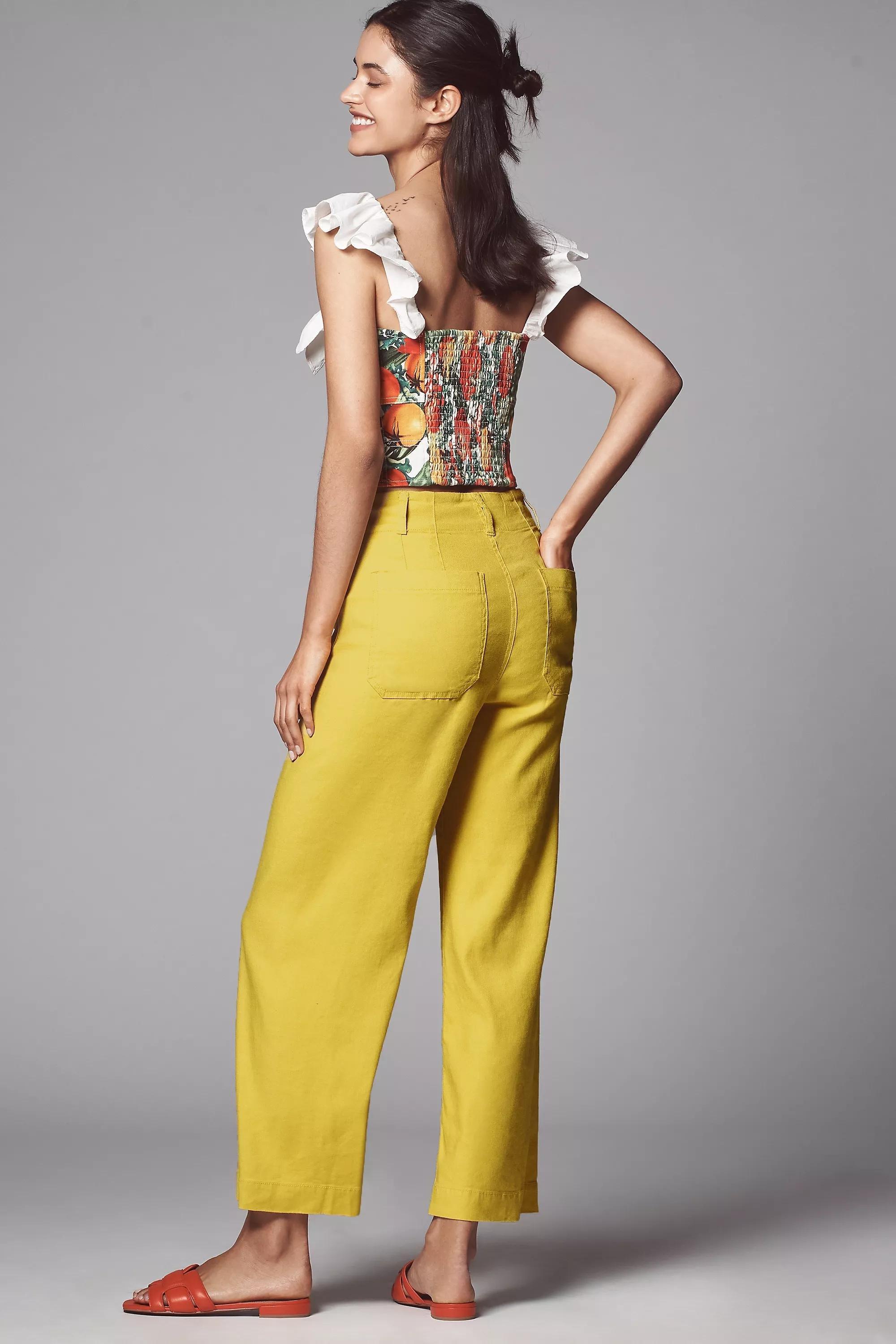 By Maeve Cropped Wide-Leg Pants, Yellow, , large image number 2