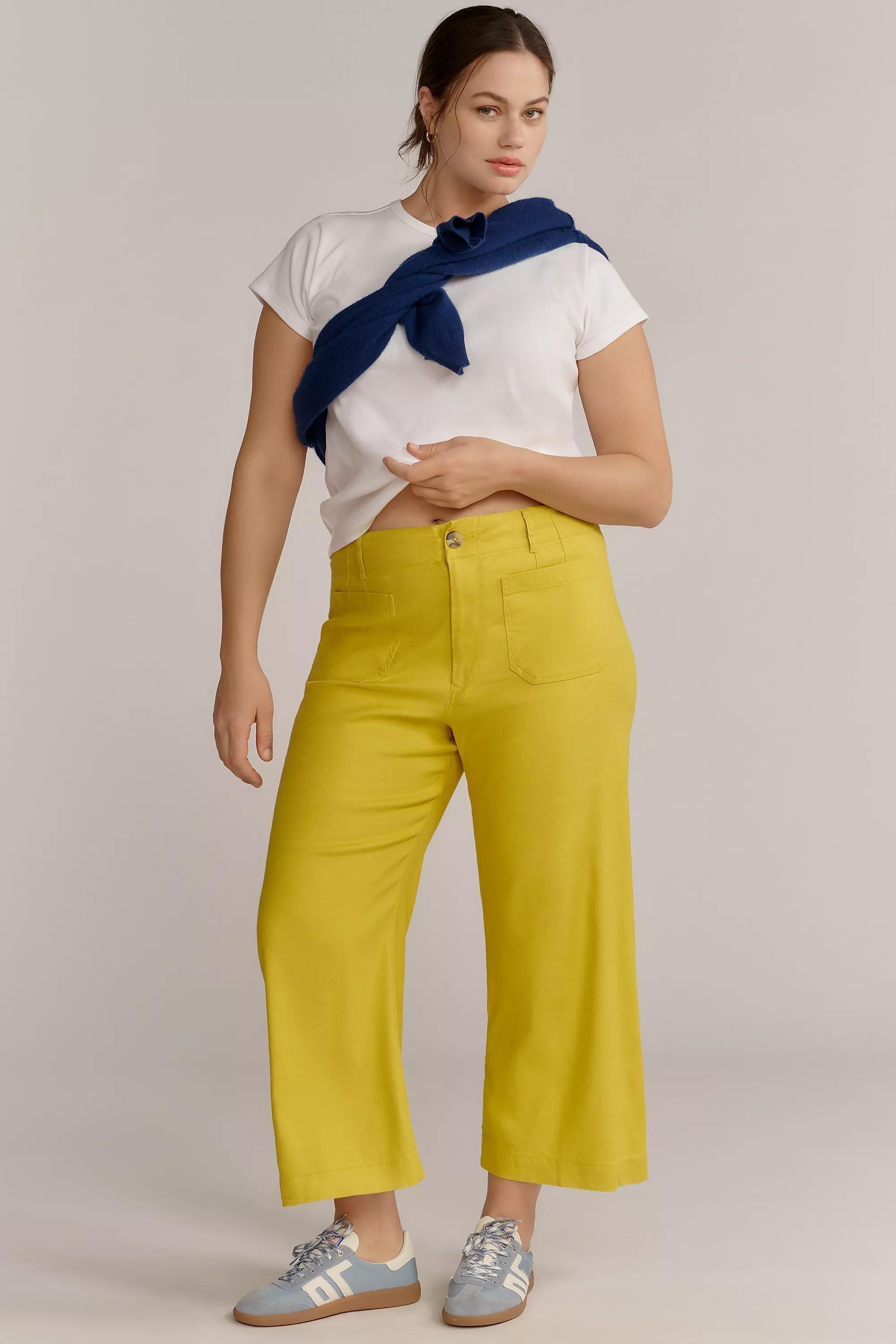 By Maeve Cropped Wide-Leg Pants, Yellow, , large image number 4
