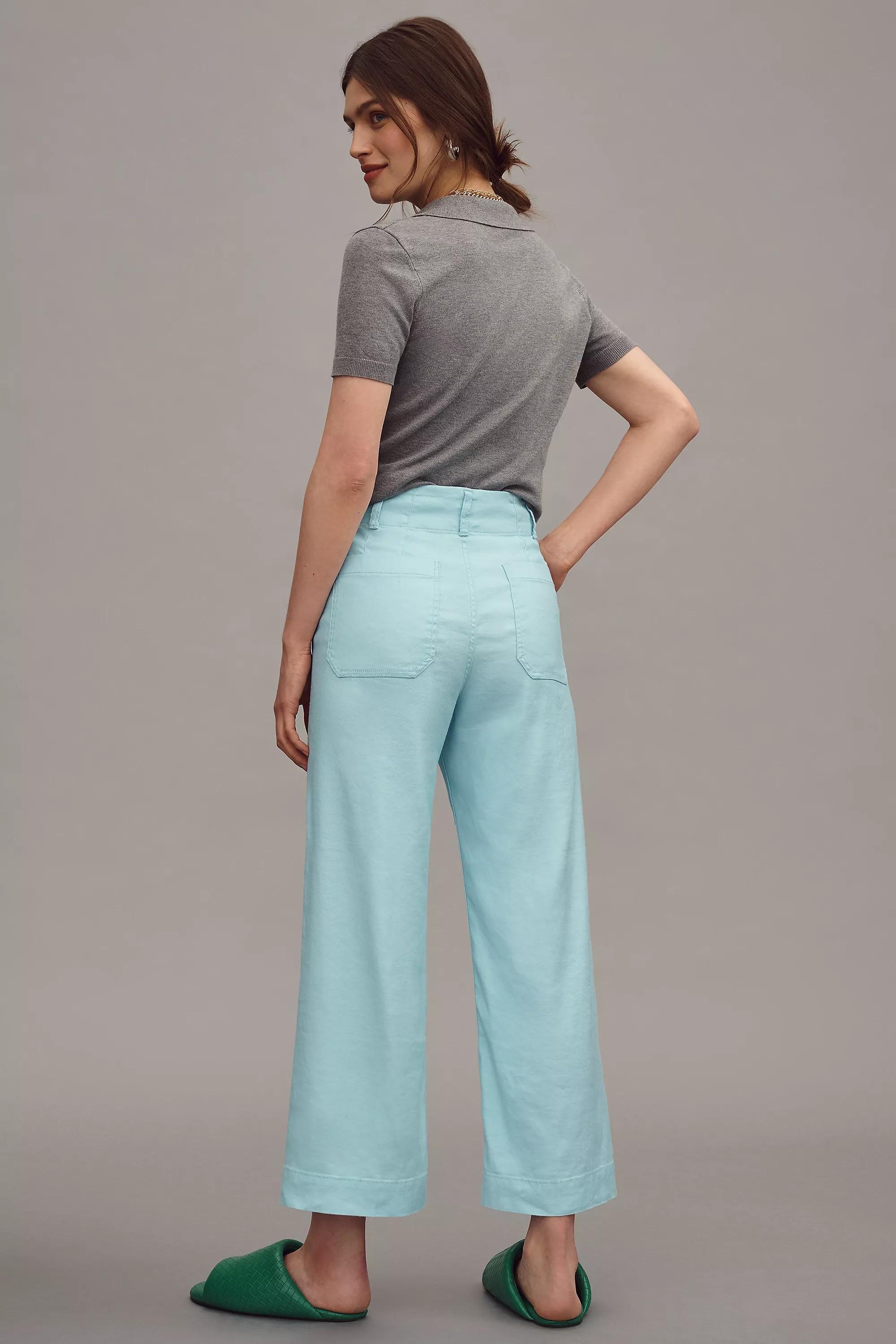 Anthropologie Plain Casual Trousers, LT BLUE, , large image number 1