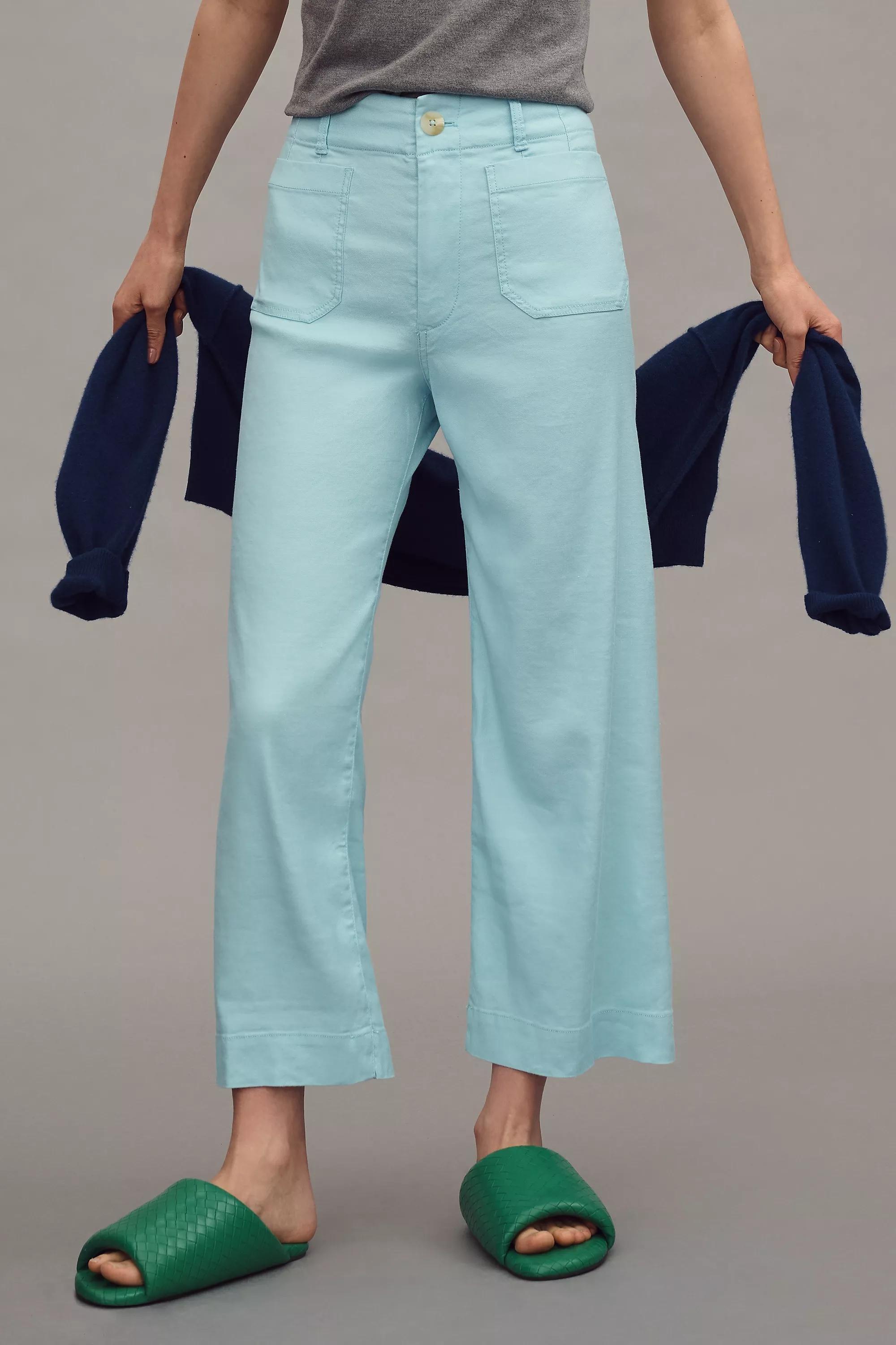 Anthropologie Plain Casual Trousers, LT BLUE, , large image number 2