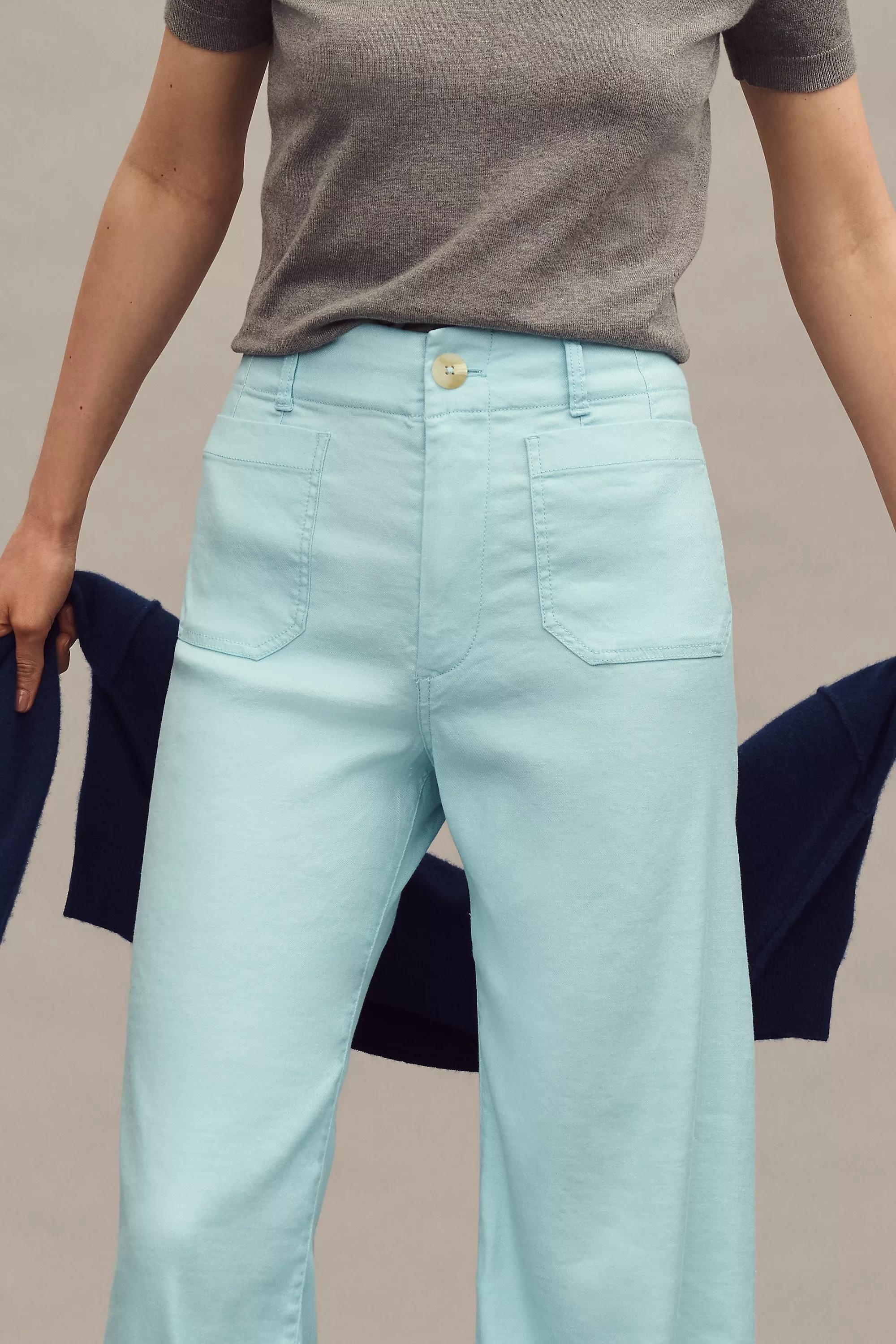 Anthropologie Plain Casual Trousers, LT BLUE, , large image number 3