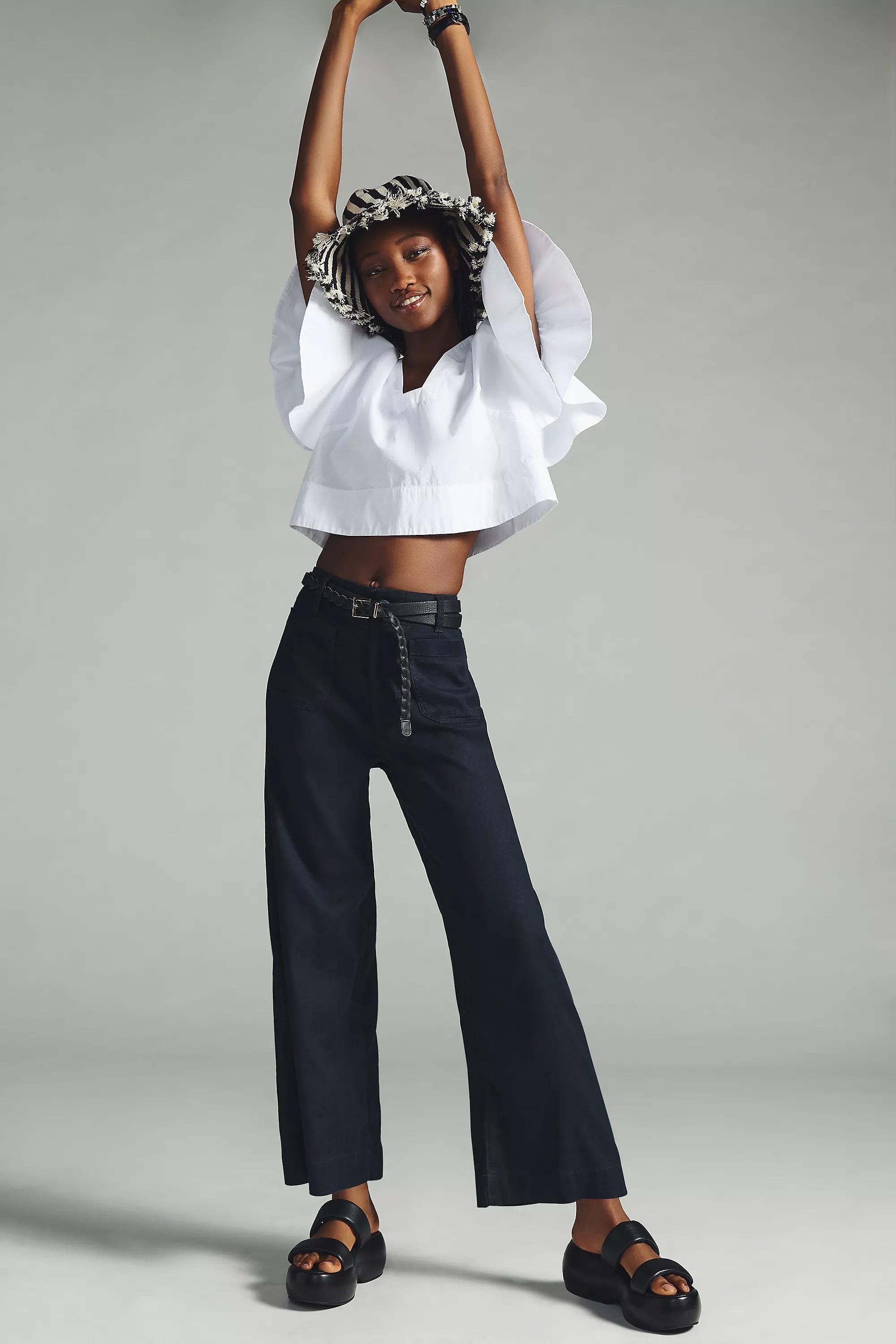 Anthropologie Plain Casual Trousers, Blue, A501_0437, large image number 4