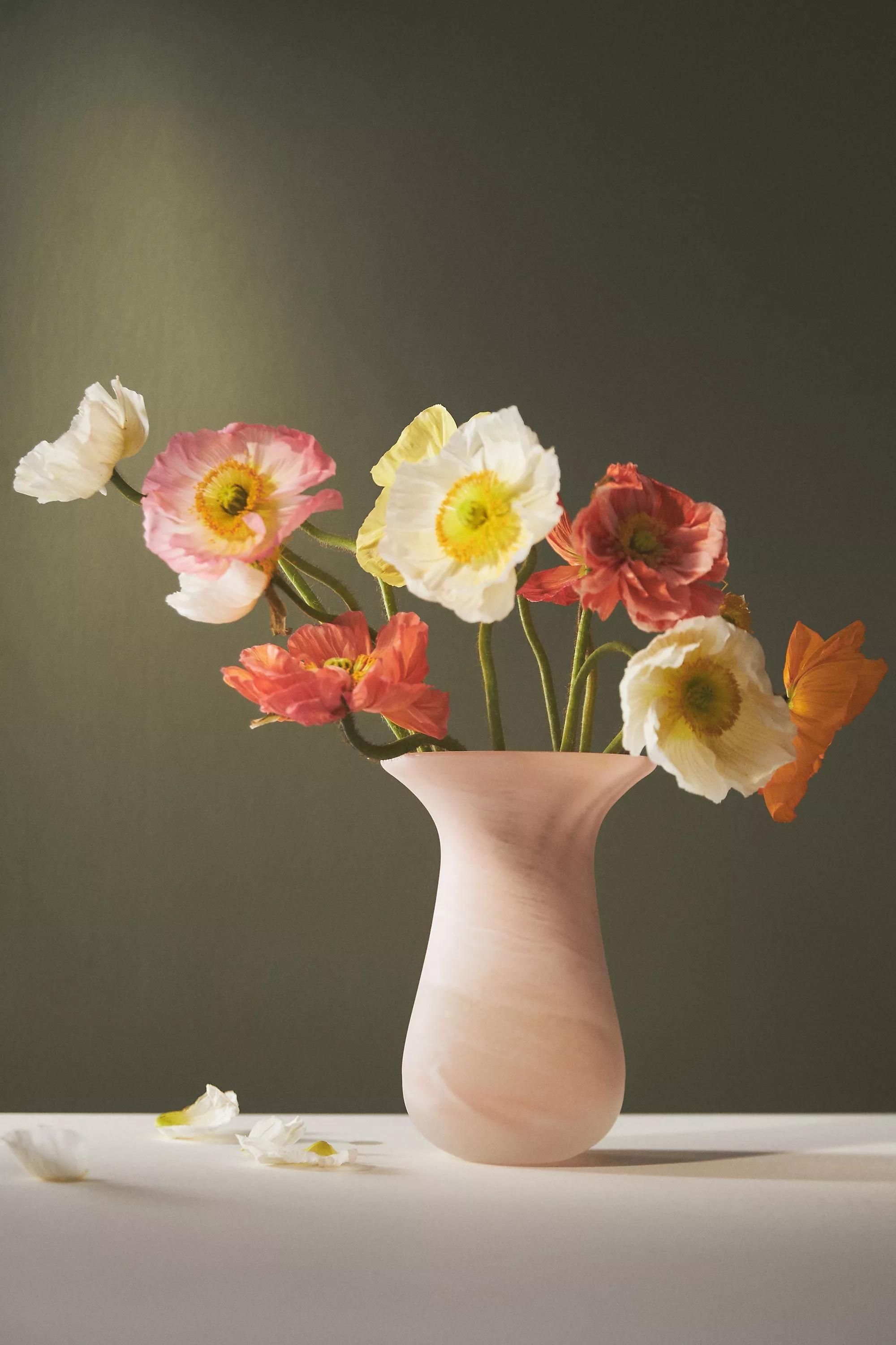 Marbled Glass Vase, Pink, , large image number 0