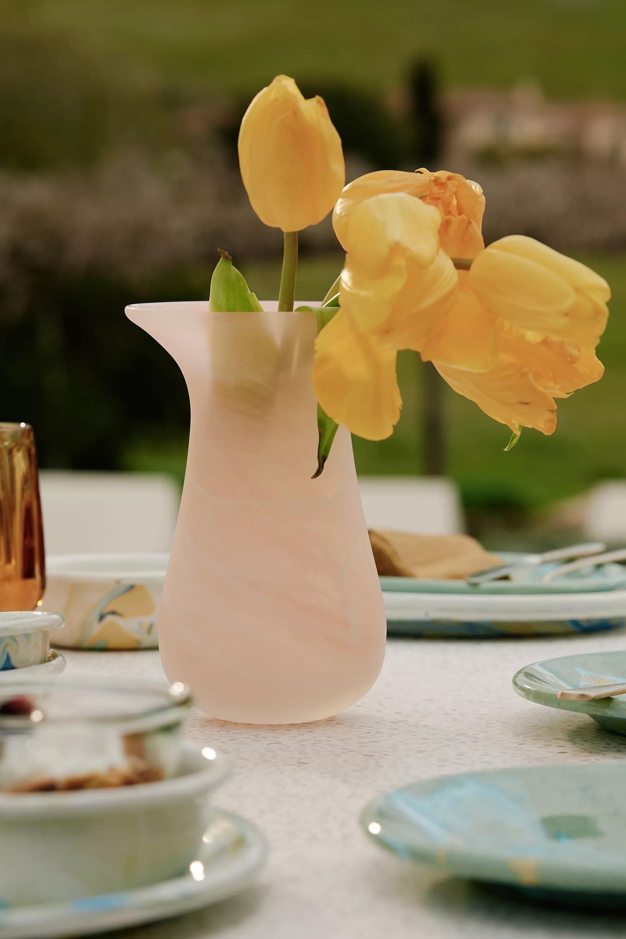 Marbled Glass Vase, Pink, , large image number 1