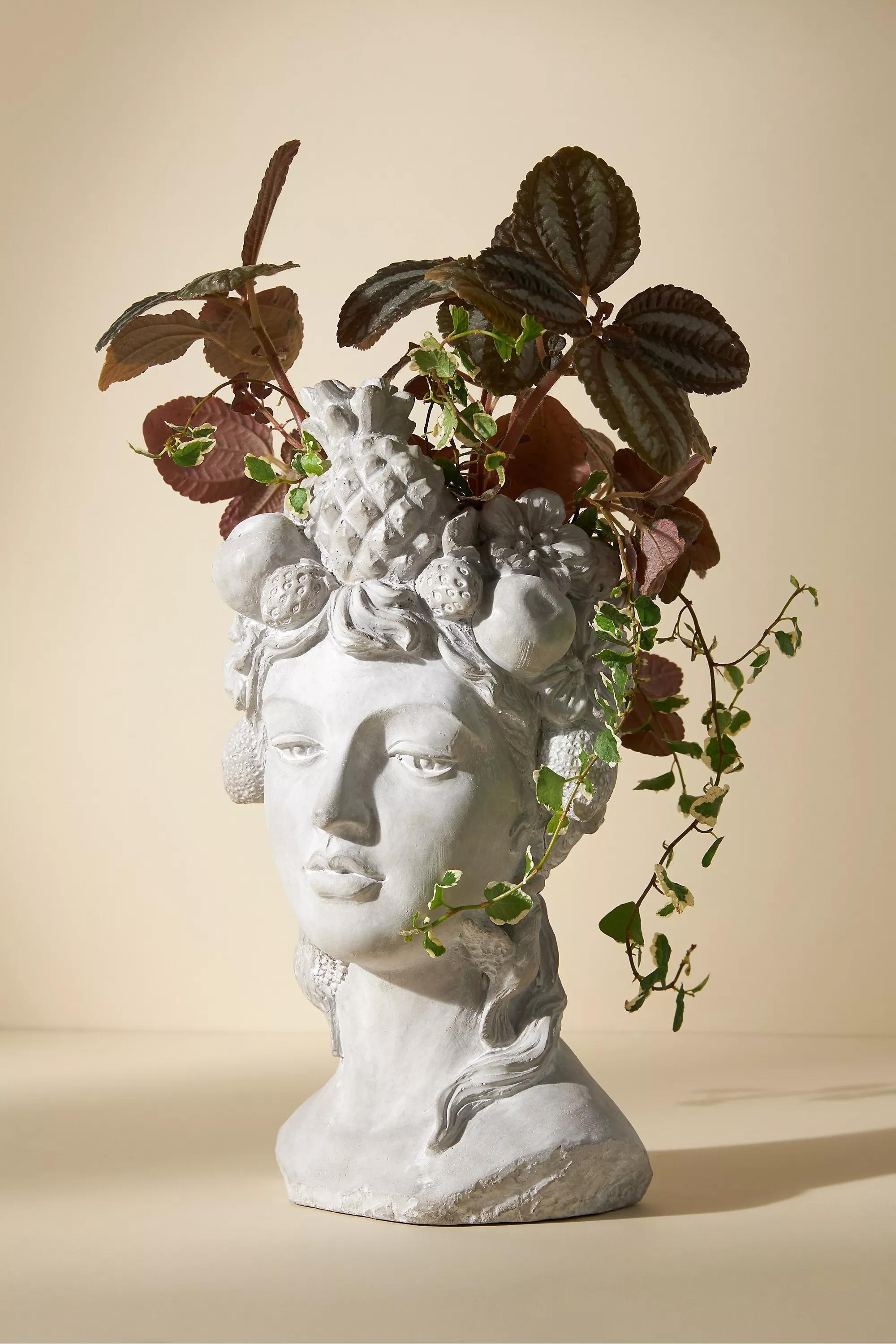 Gianna Grecian Bust Pot, Grey, A501_0004, large image number 0