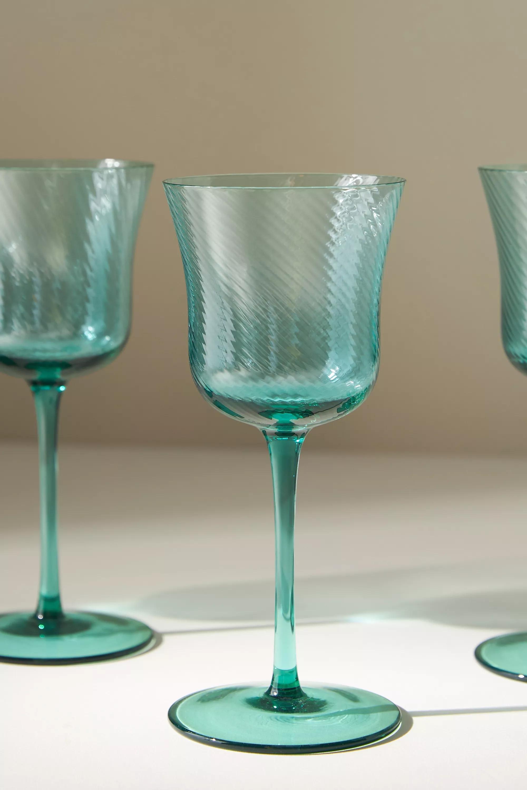 Hawaiian Vista Pink Wine Glass, Blue, A501_0103, large image number 0