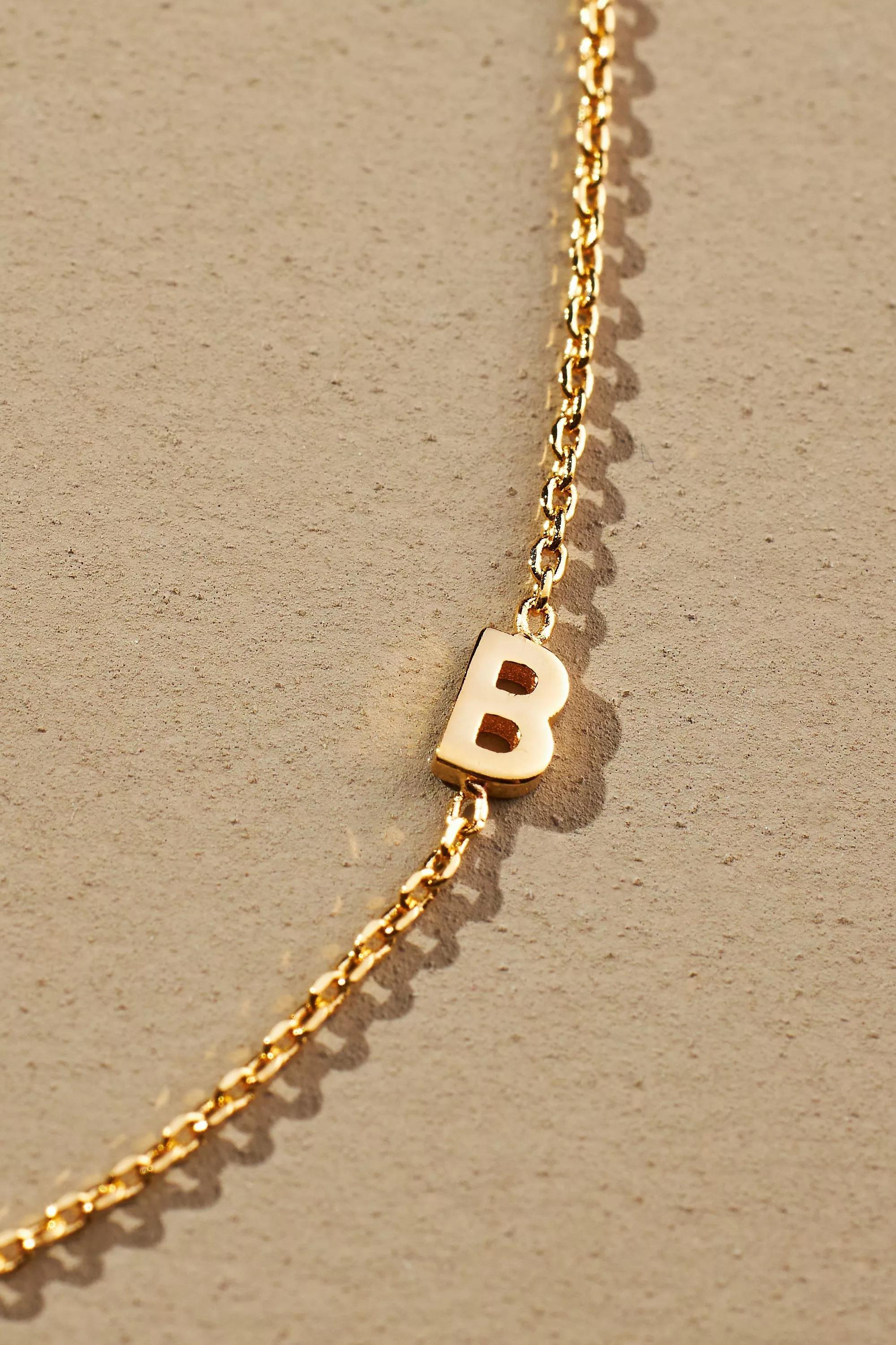 Gold Monogram Chain Necklace, B, A501_0902, large image number 0