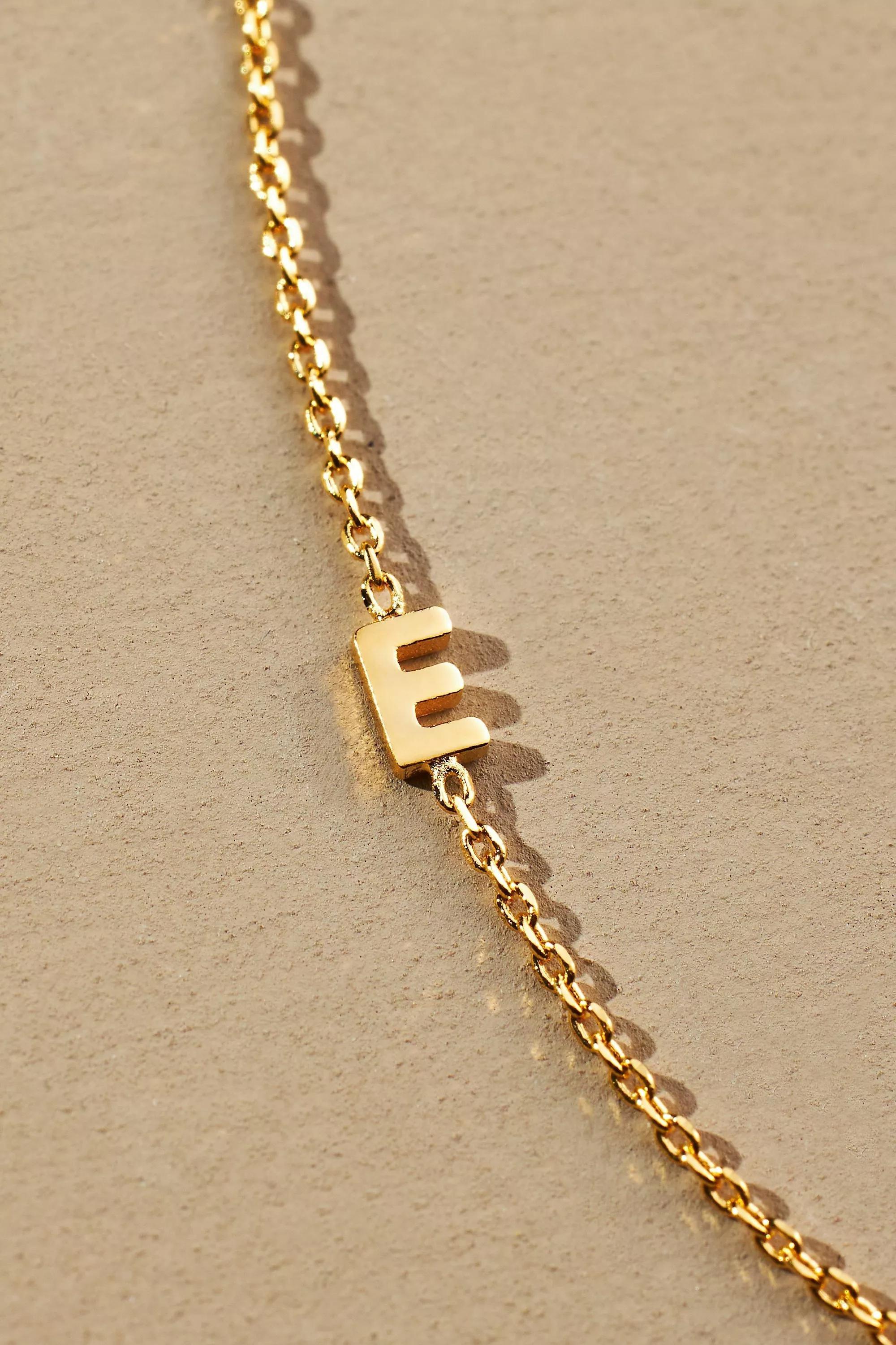 Gold-Plated Monogram Chain Necklace, E, A501_0905, large image number 0