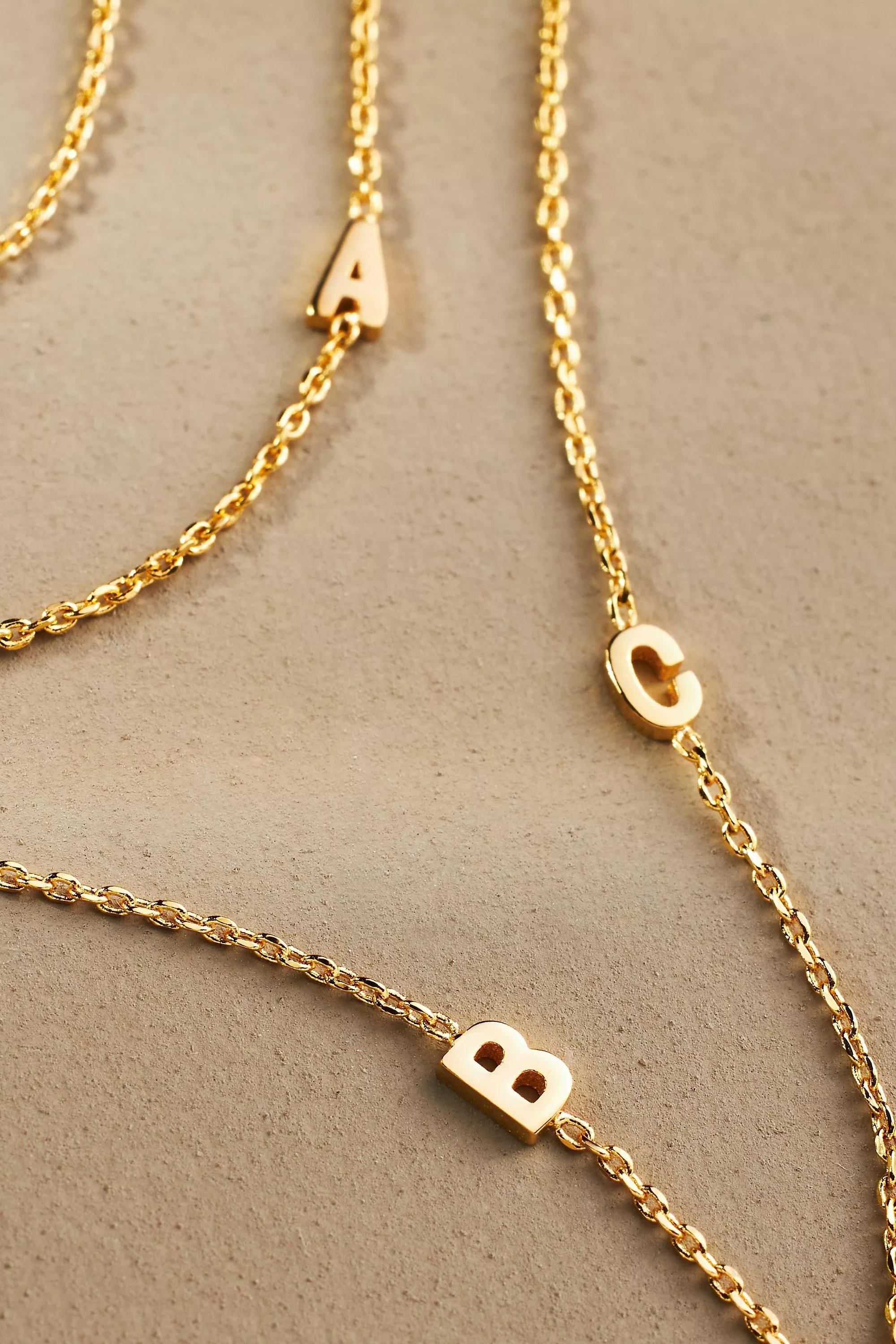 Gold-Plated Monogram Chain Necklace, E, A501_0905, large image number 1