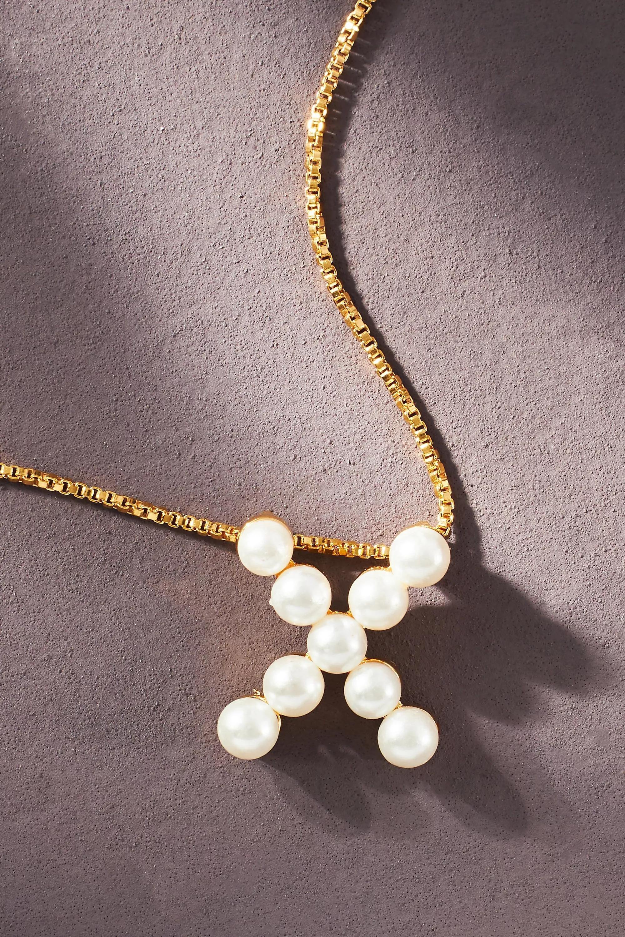 X Monogram Pearl Necklace, White, A501_0924, large image number 0