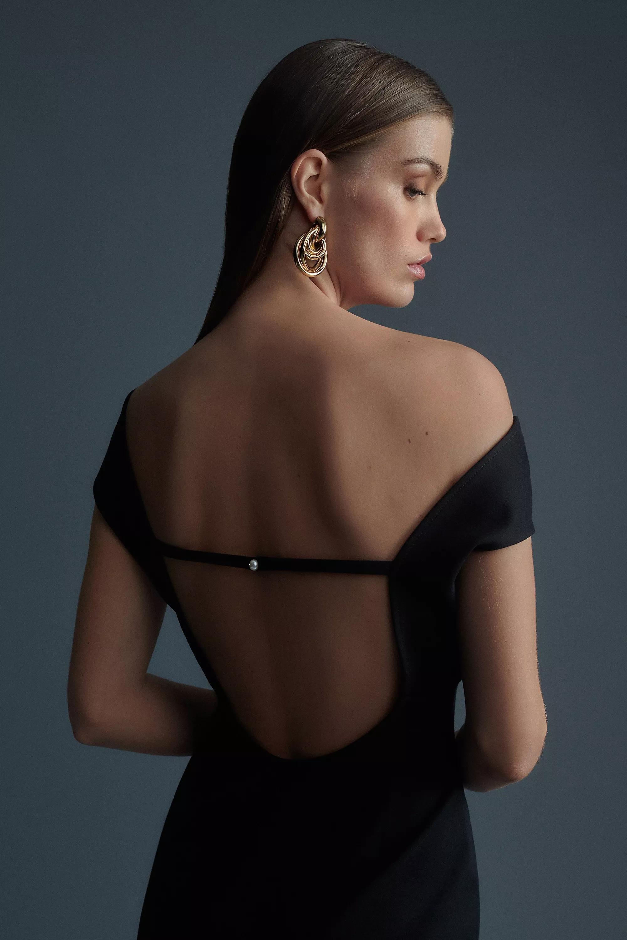 Maeve Sleeveless Open-Back Dress, Black, , large image number 3