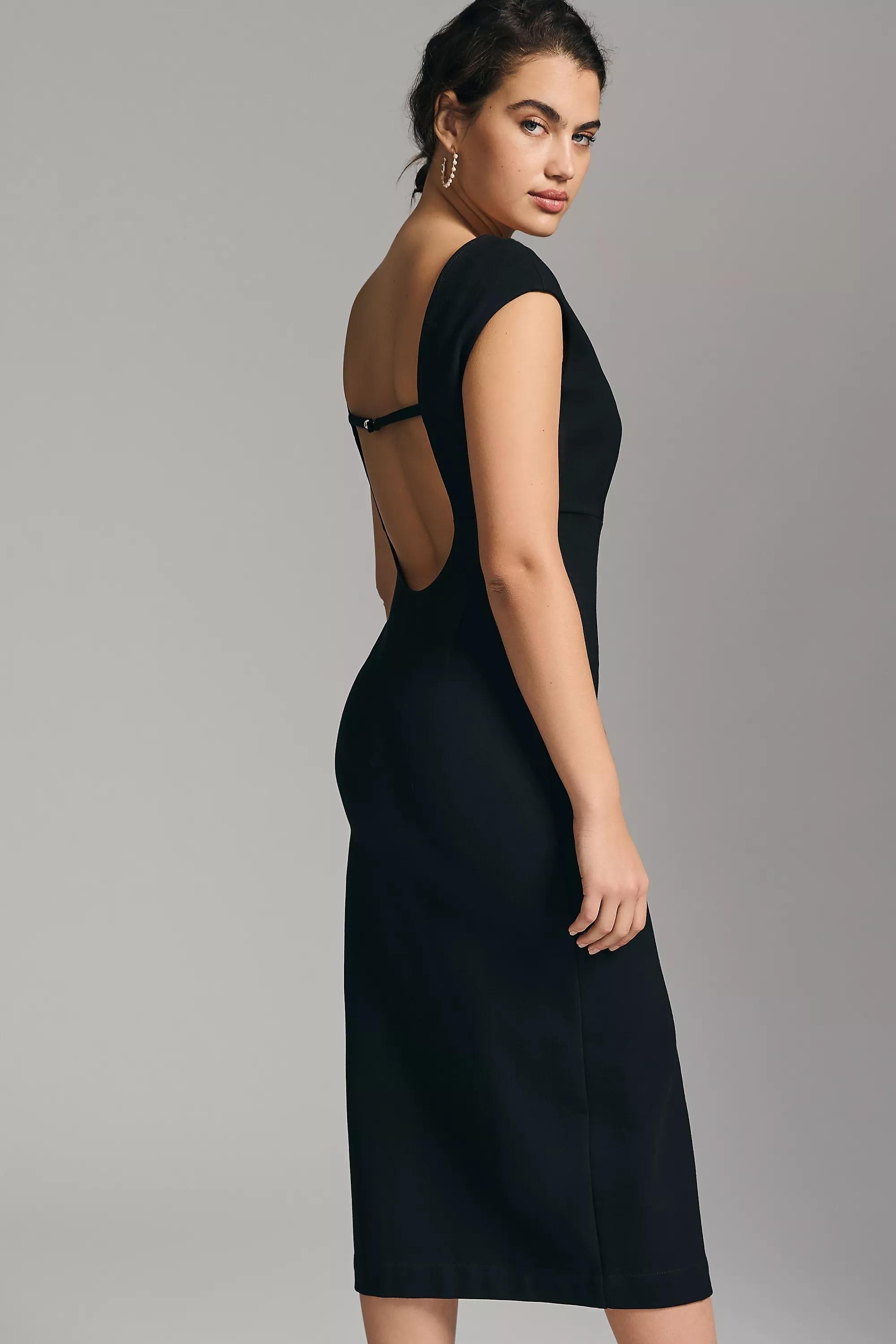 Maeve Sleeveless Open-Back Dress, Black, , large image number 5