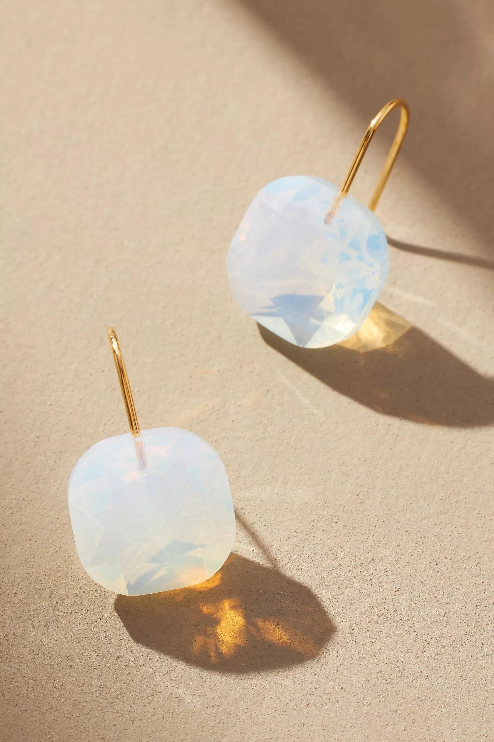 Floating Crystal Earrings, White, , medium