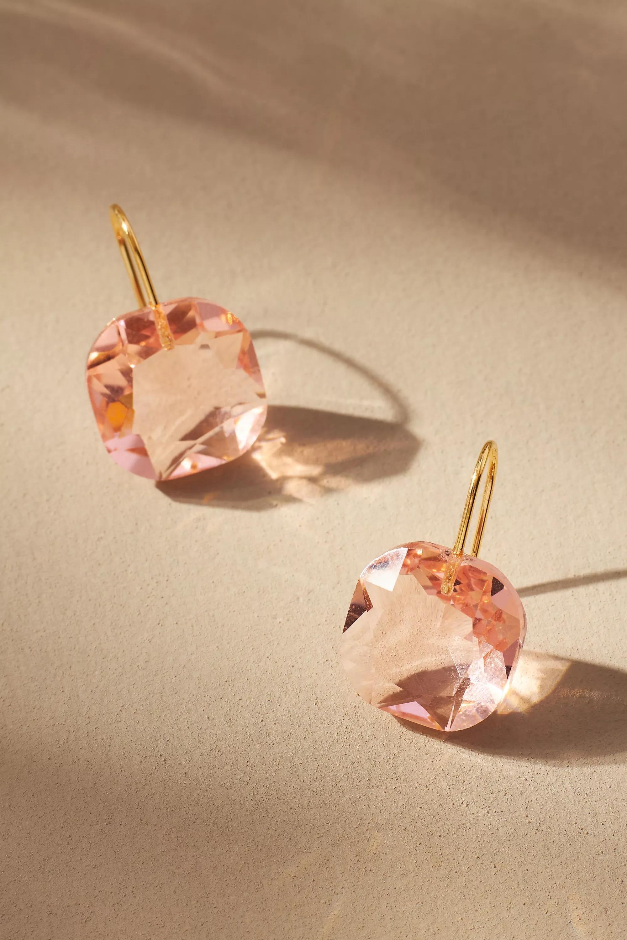 Floating Crystal Earrings, Beige, A501_0067, large image number 0