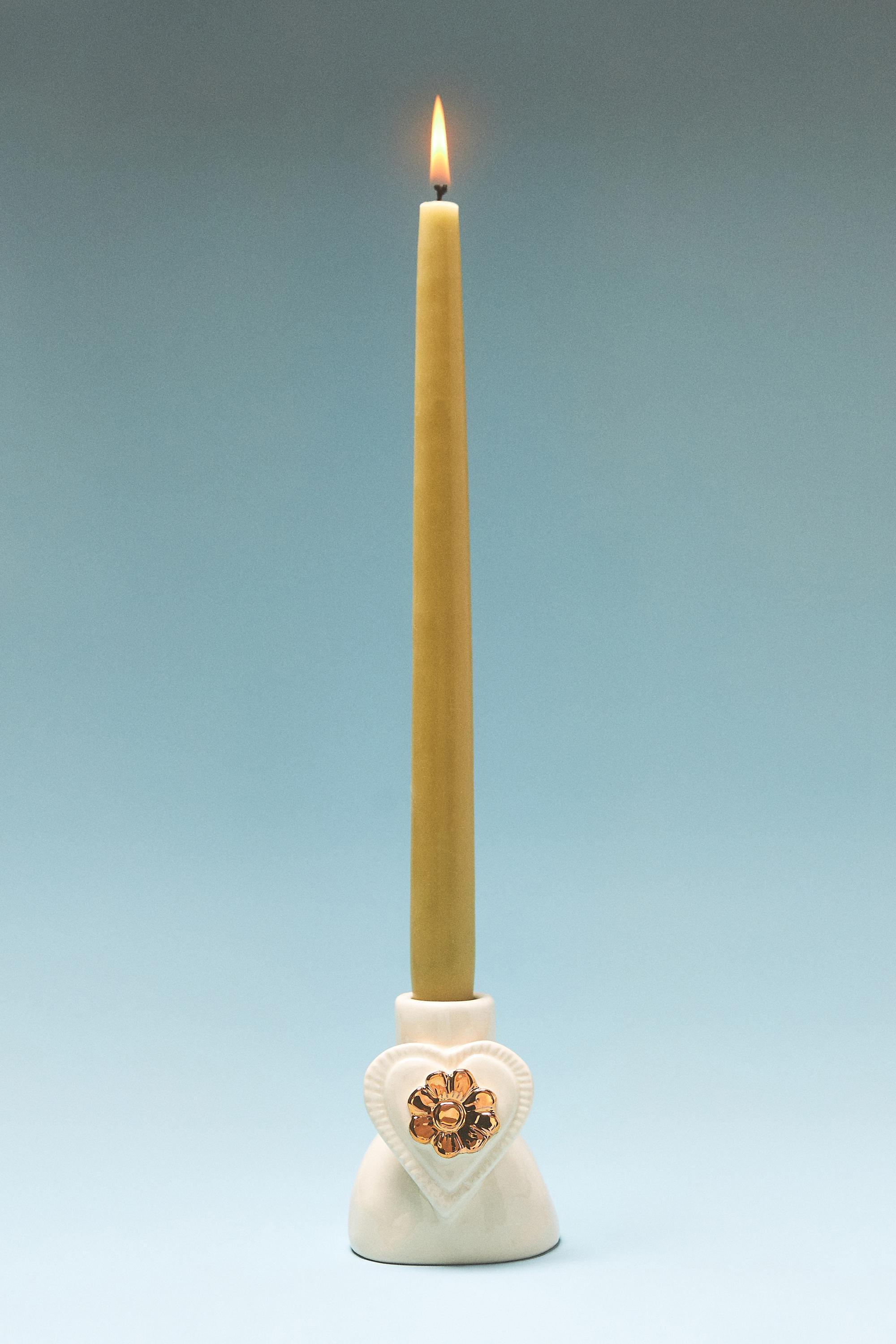 Francesca Kaye Floral Taper Candle Holder, White, A501_0010, large image number 4