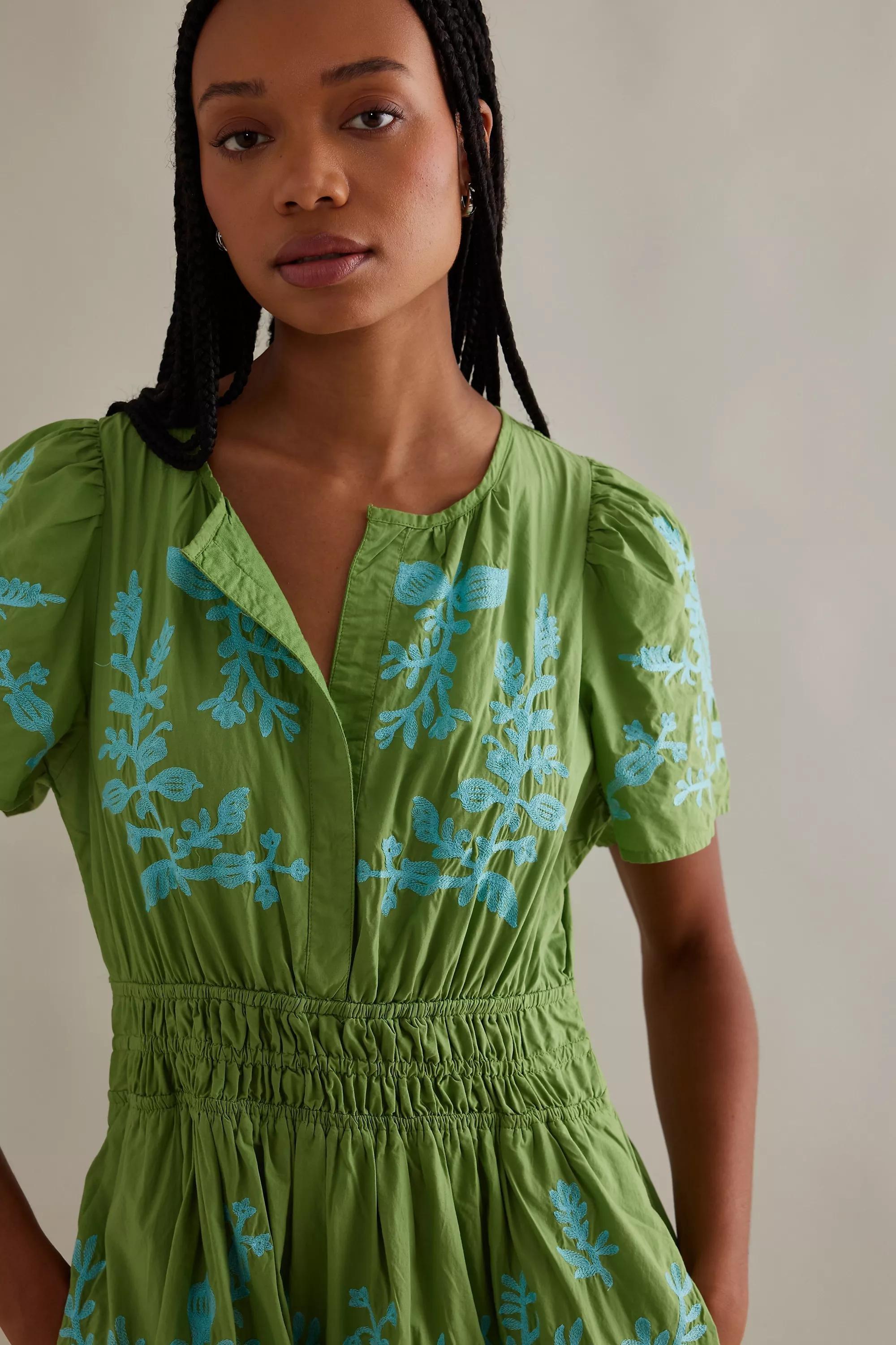 The Somerset Maxi Dress: Embroidered Edition, Green, , large image number 7