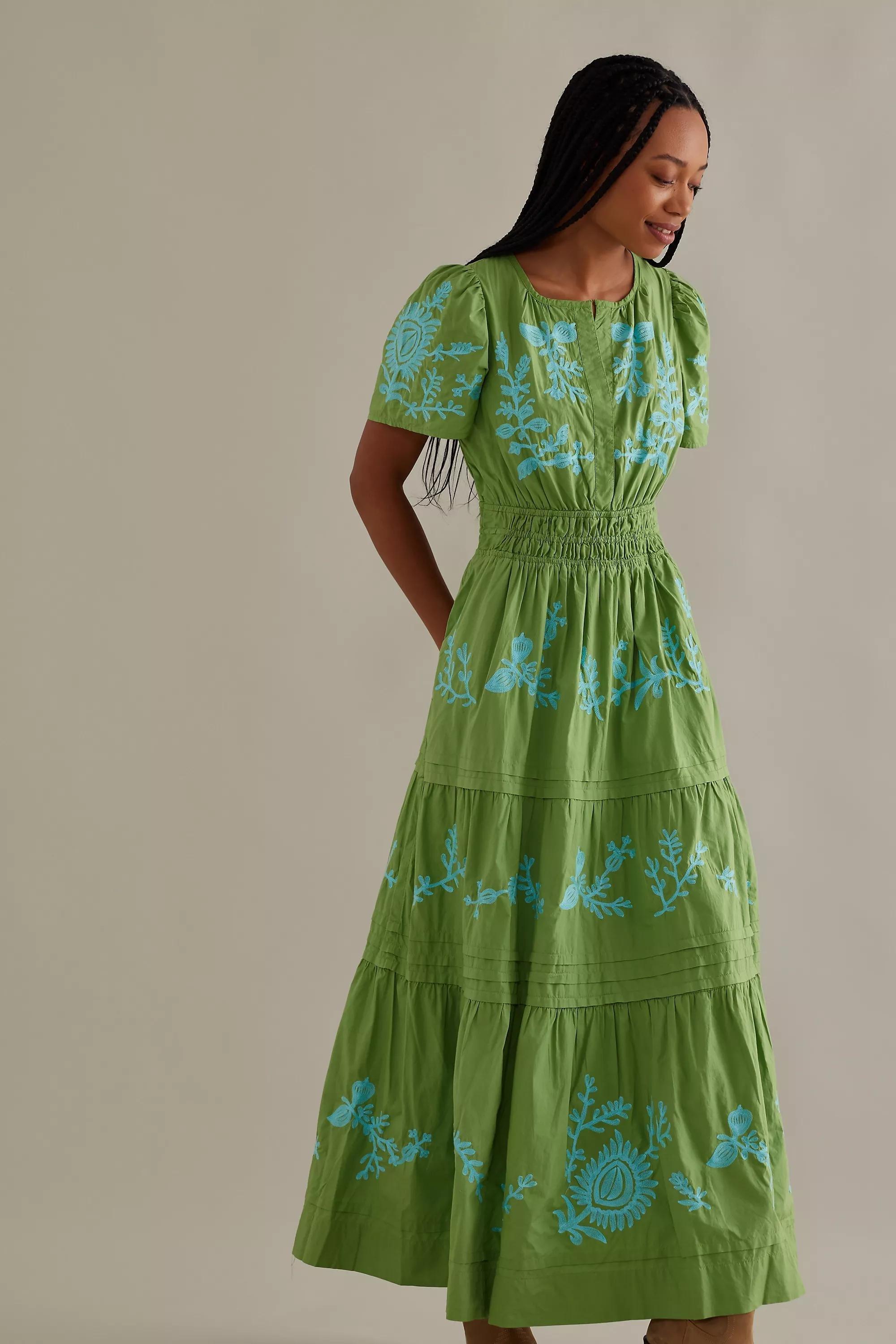 The Somerset Maxi Dress: Embroidered Edition, Green, , large image number 9