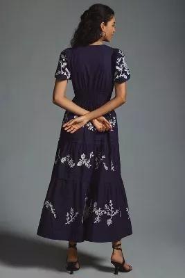 The Somerset Maxi Dress: Embroidered Edition, Navy, , large image number 3