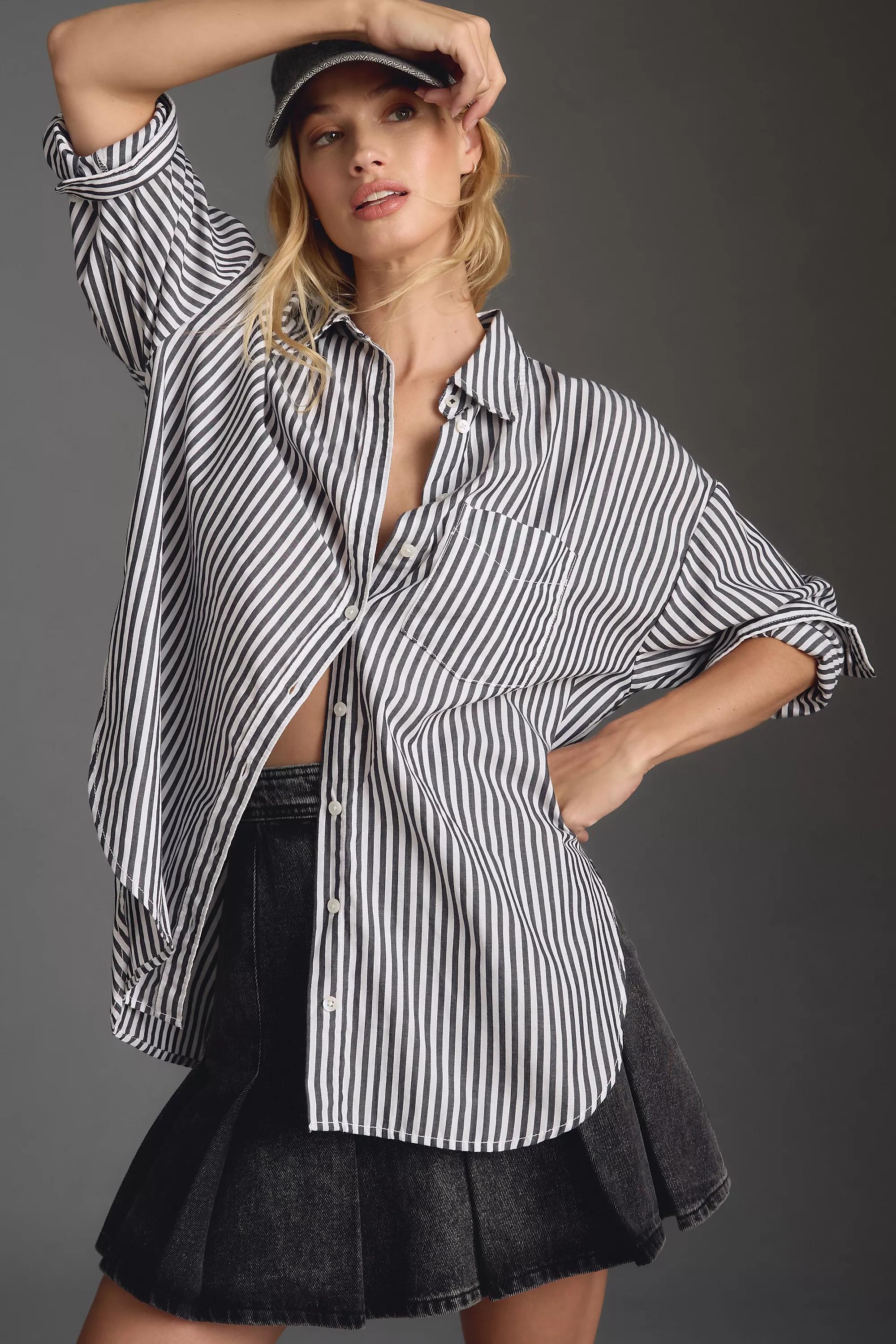 Maeve Button-down Shirt , Black, , medium