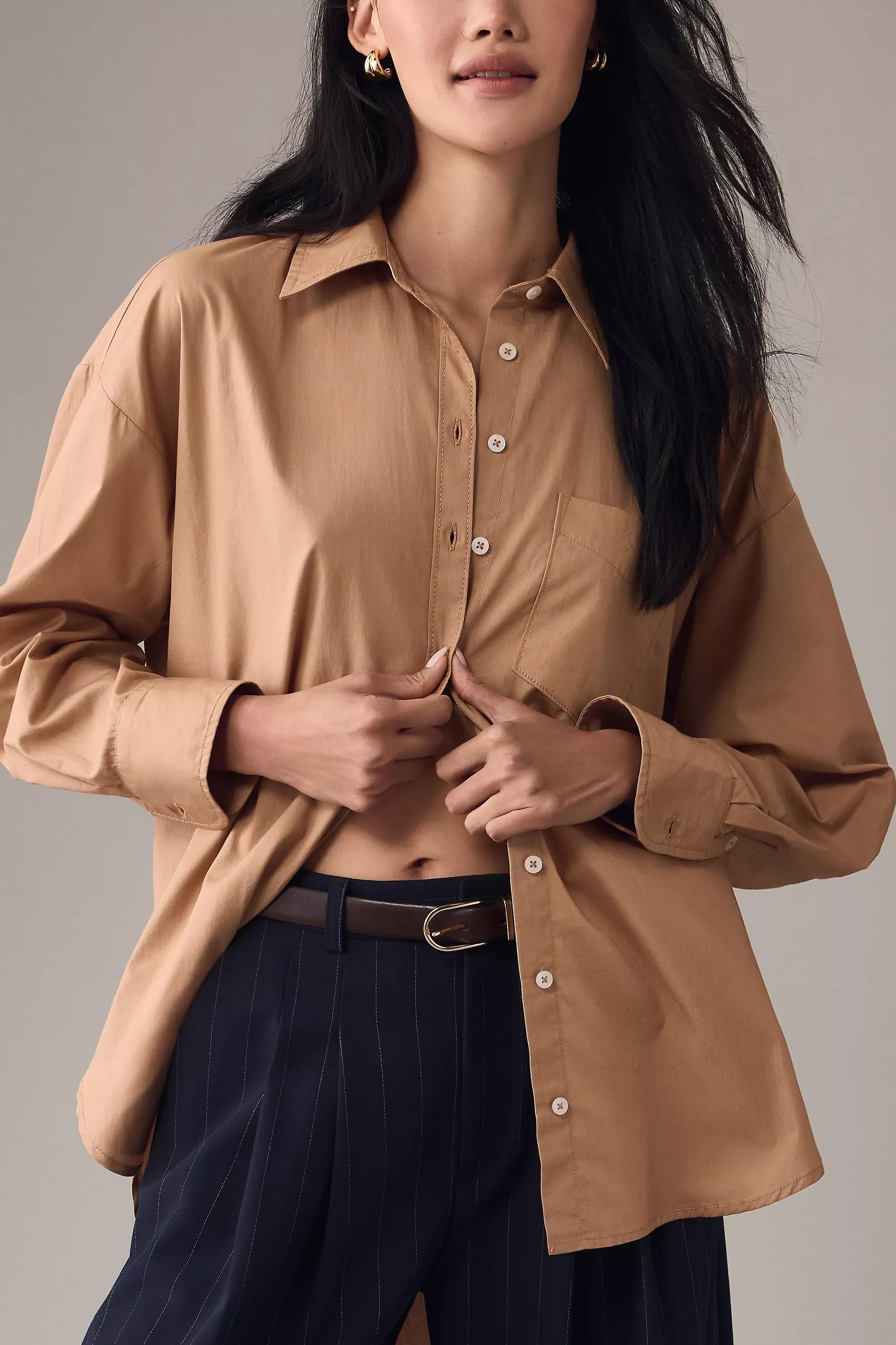 By Maeve Oversized Shirt, Beige, Beige, large image number 3