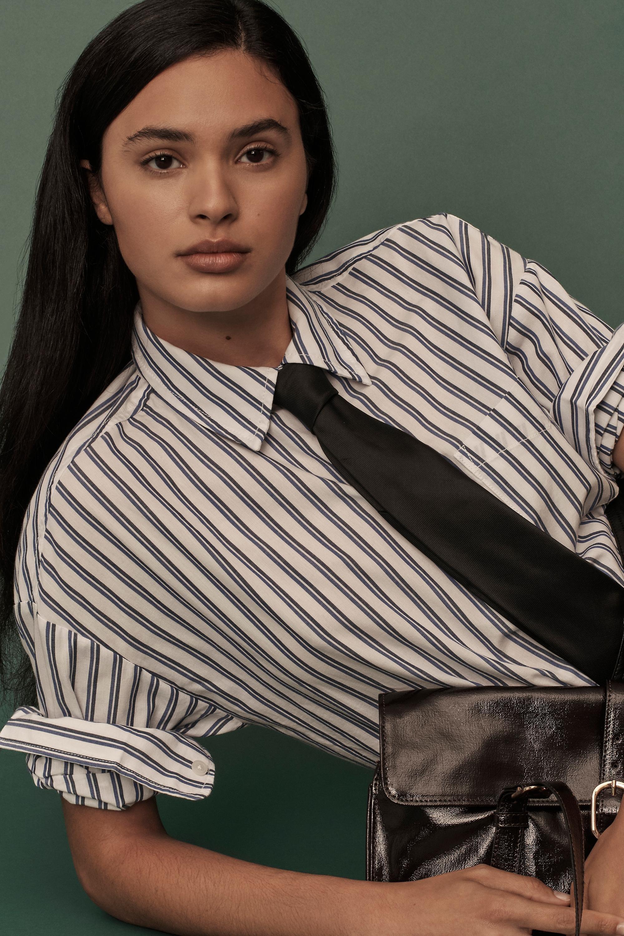 Navy The Bennet Button-down Shirt By Maeve, A501_0047, large image number 0