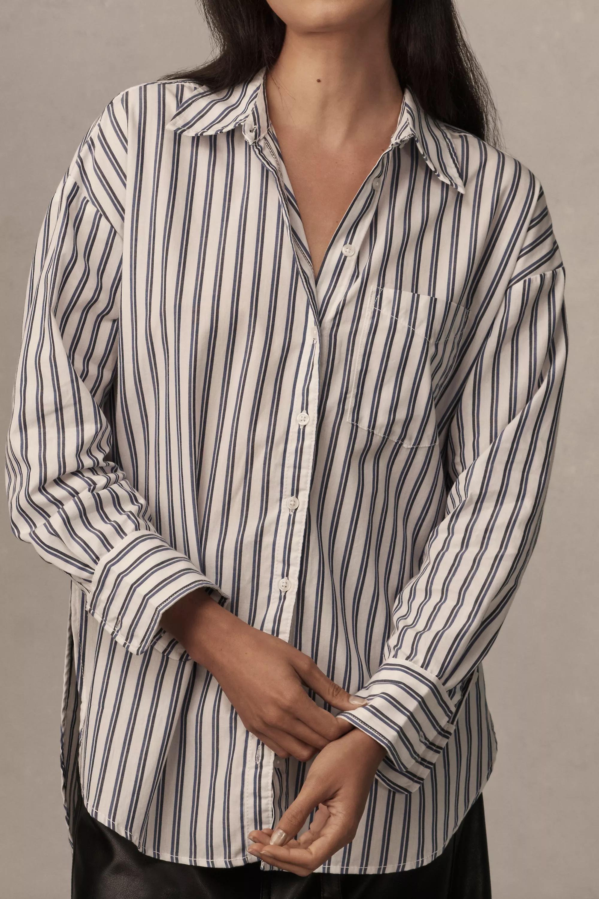 Navy The Bennet Button-down Shirt By Maeve, A501_0047, large image number 3