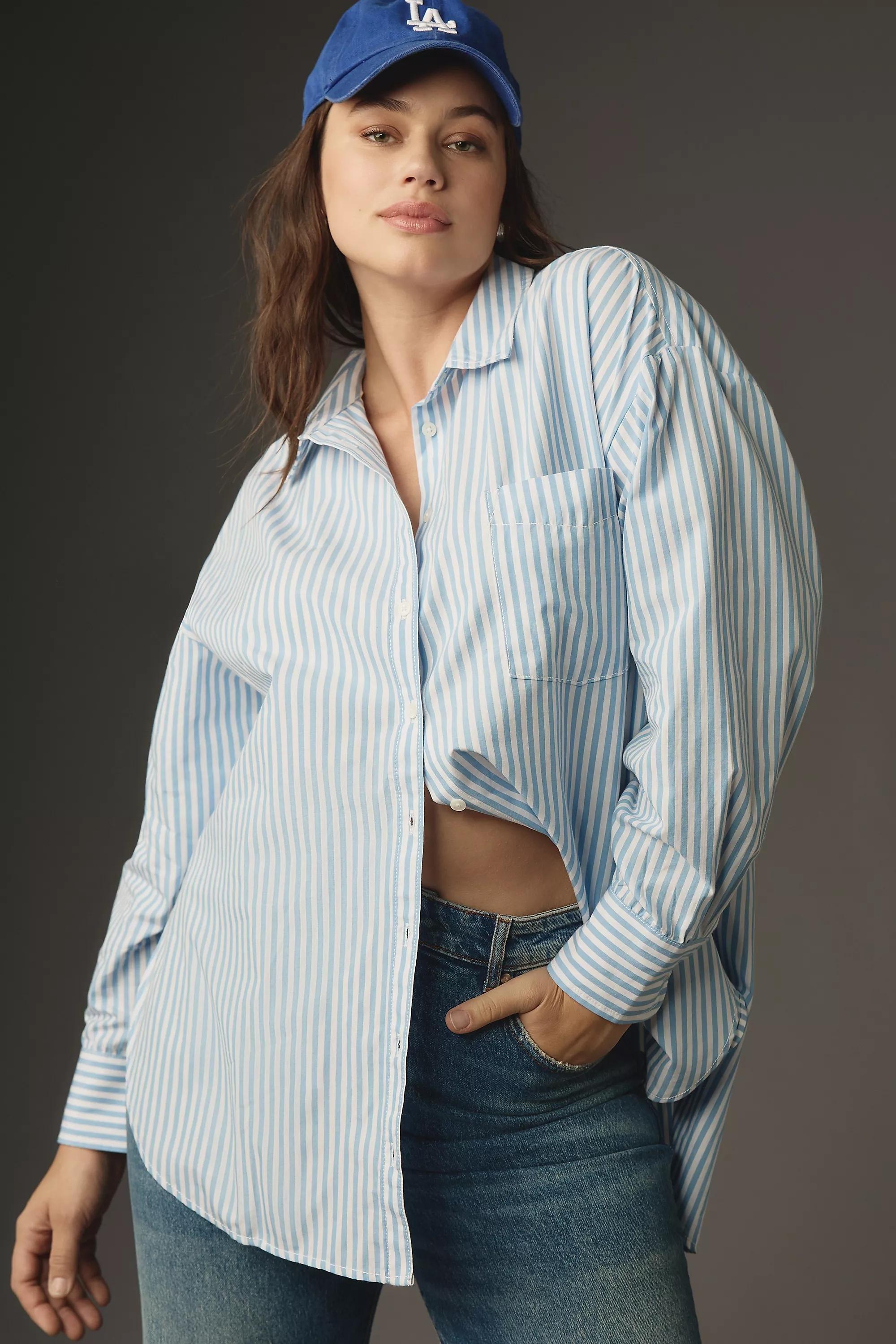 The Bennet Button-down Shirt By Maeve, Blue, , large image number 0