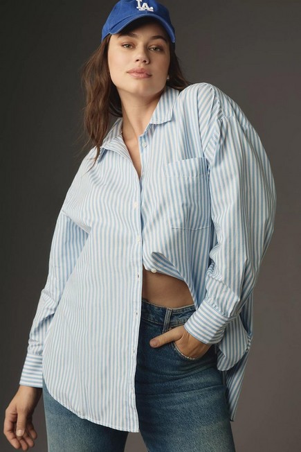 Anthropologie - The Bennet Button-down Shirt By Maeve, Blue
