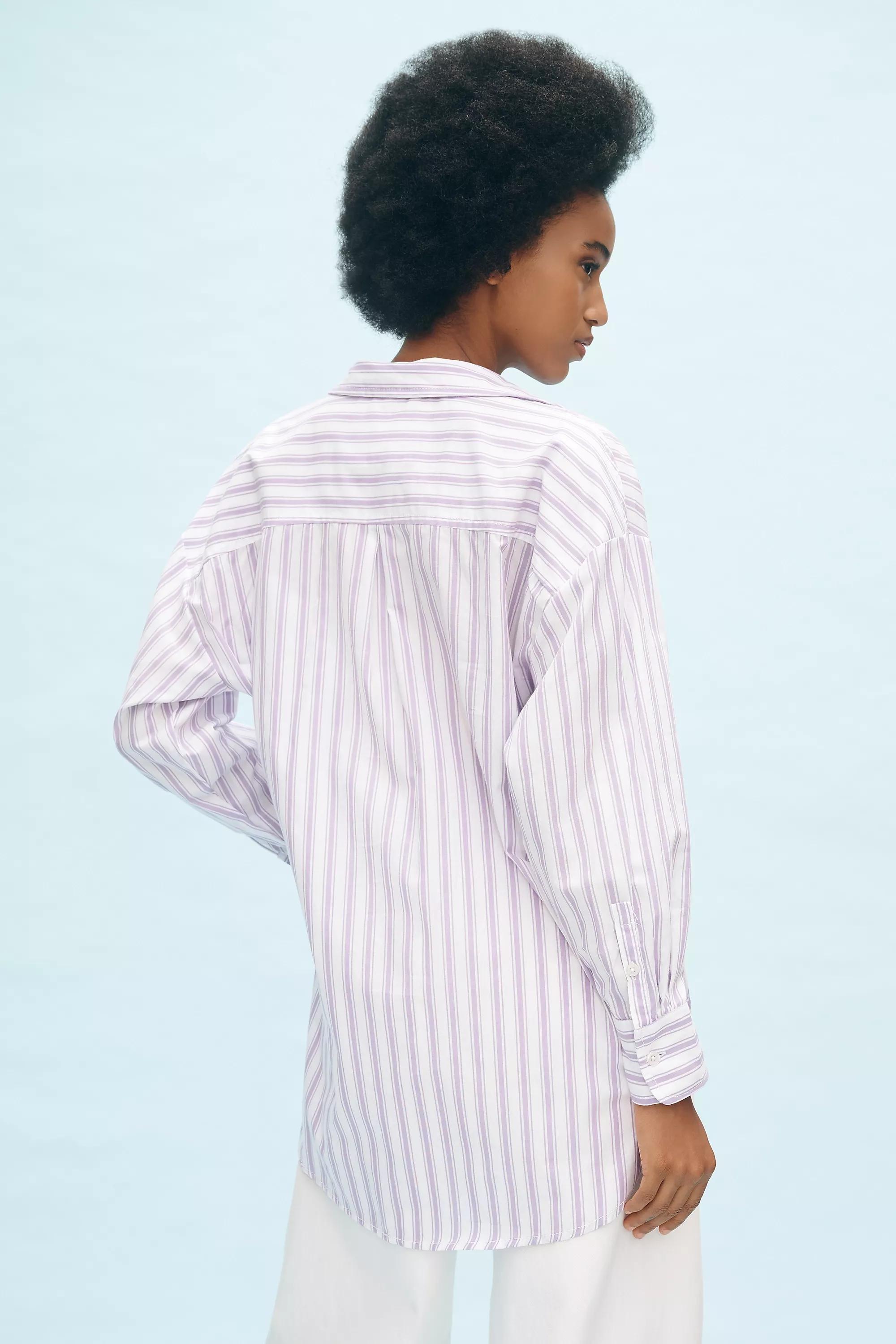 Anthropologie Striped Button Down, Lavender, , large image number 2