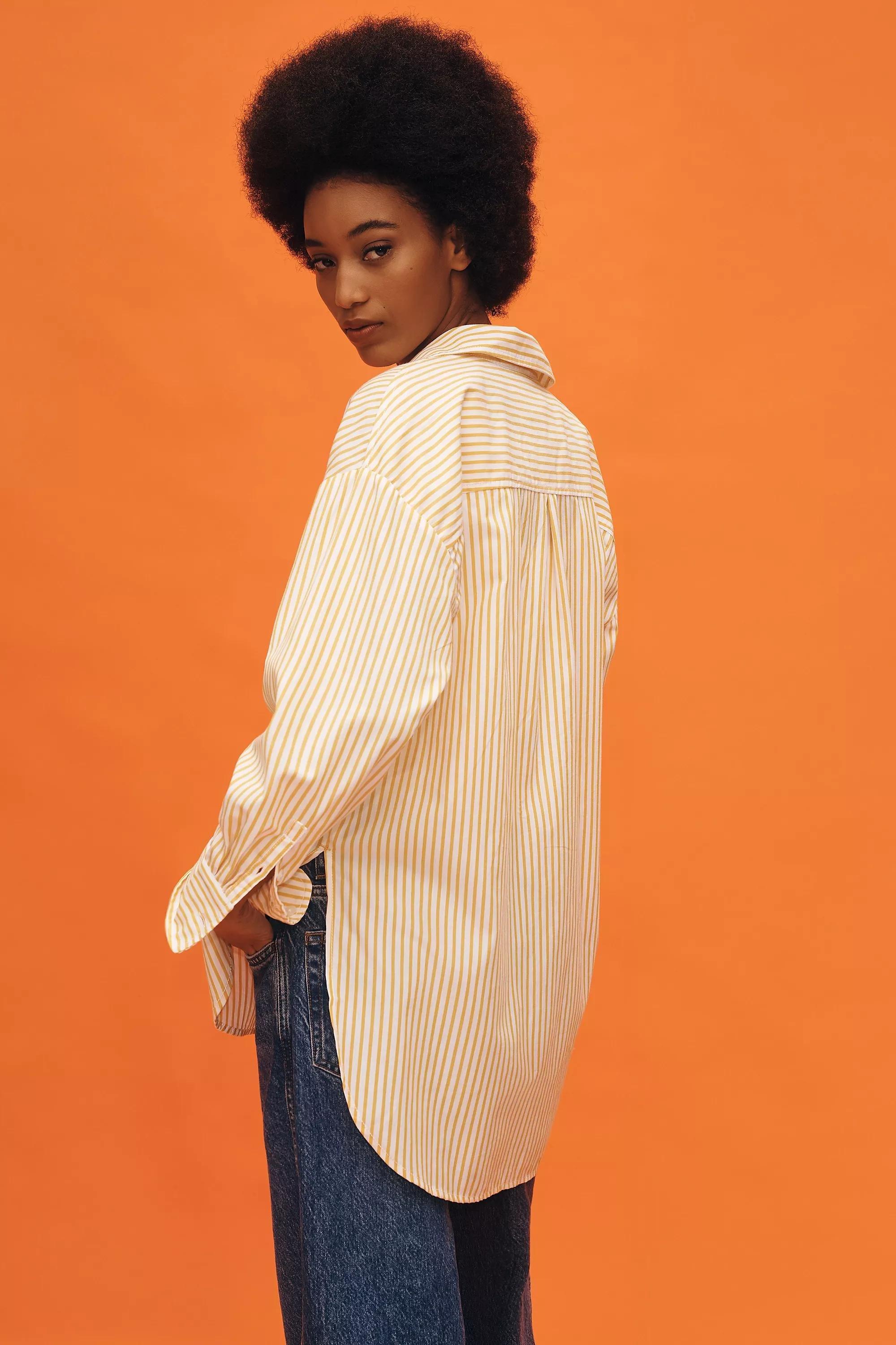 Anthropologie Striped Button Down, Yellow, , large image number 2